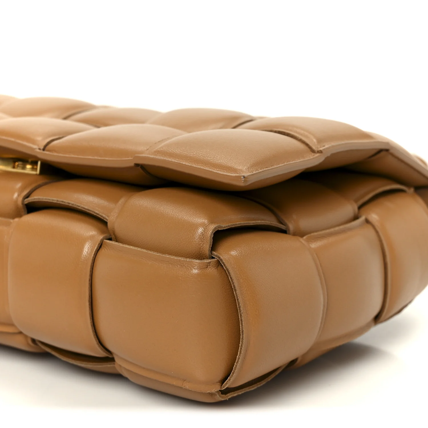 Nappa Maxi Intreccio Padded Cassette Crossbody Bag Caramel - Image 12