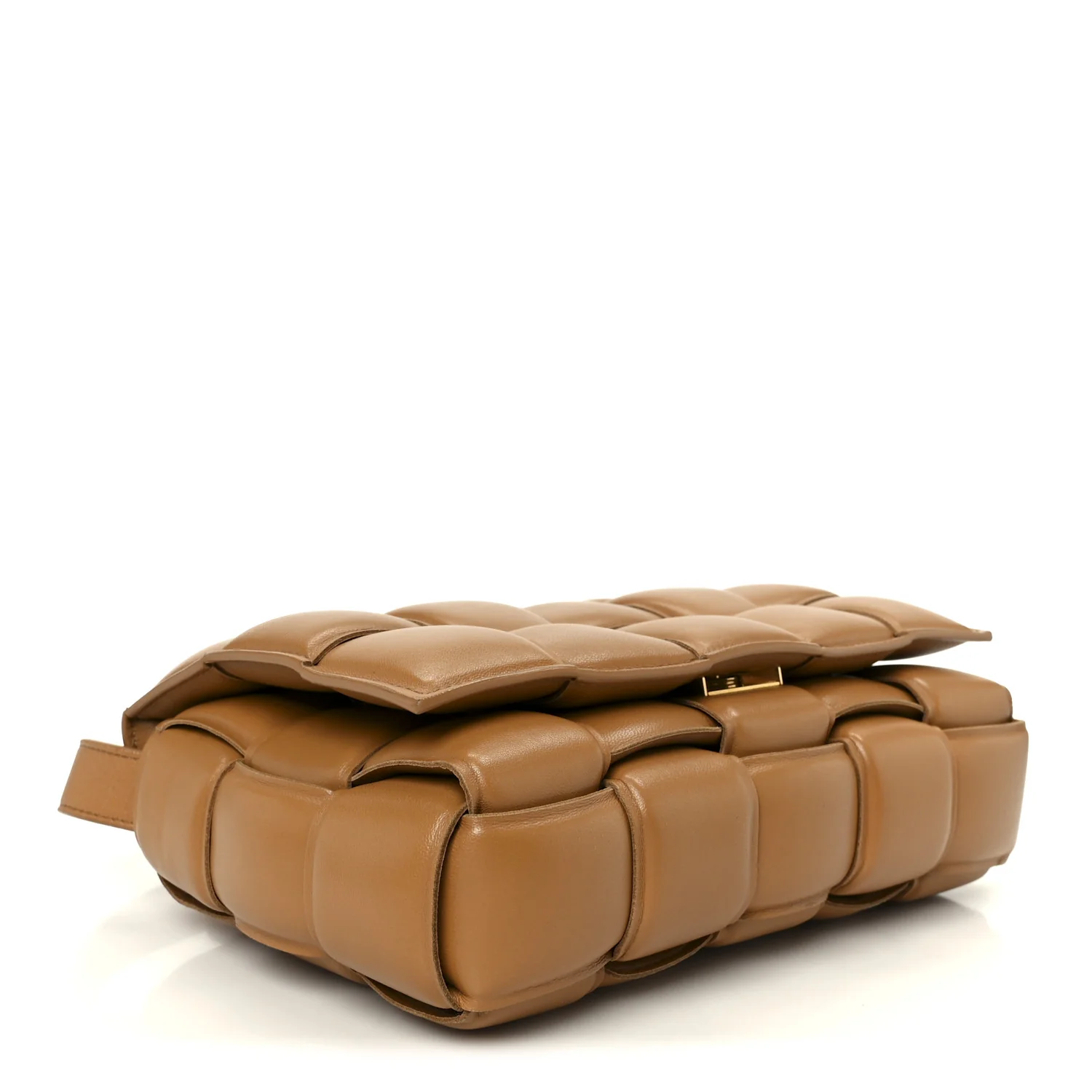 Nappa Maxi Intreccio Padded Cassette Crossbody Bag Caramel - Image 4