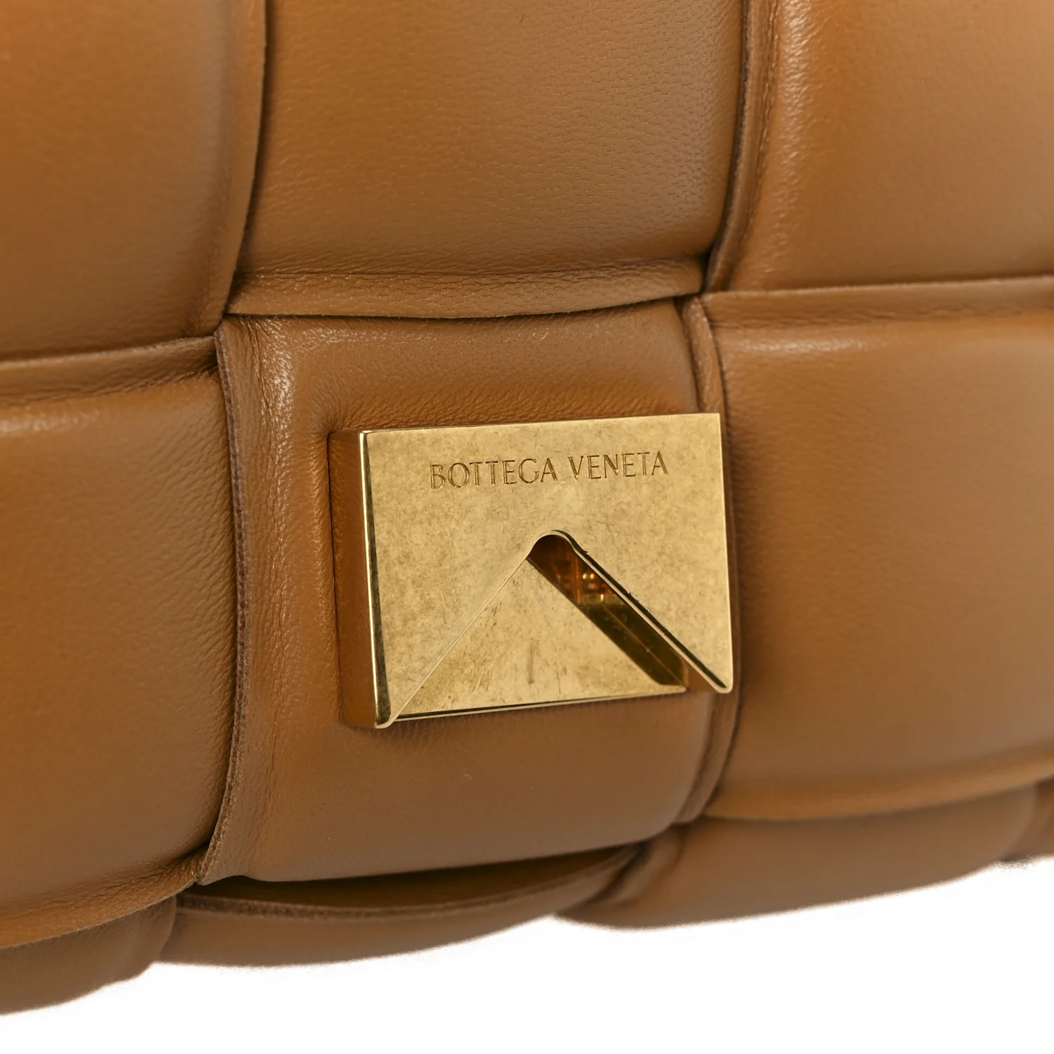 Nappa Maxi Intreccio Padded Cassette Crossbody Bag Caramel - Image 7