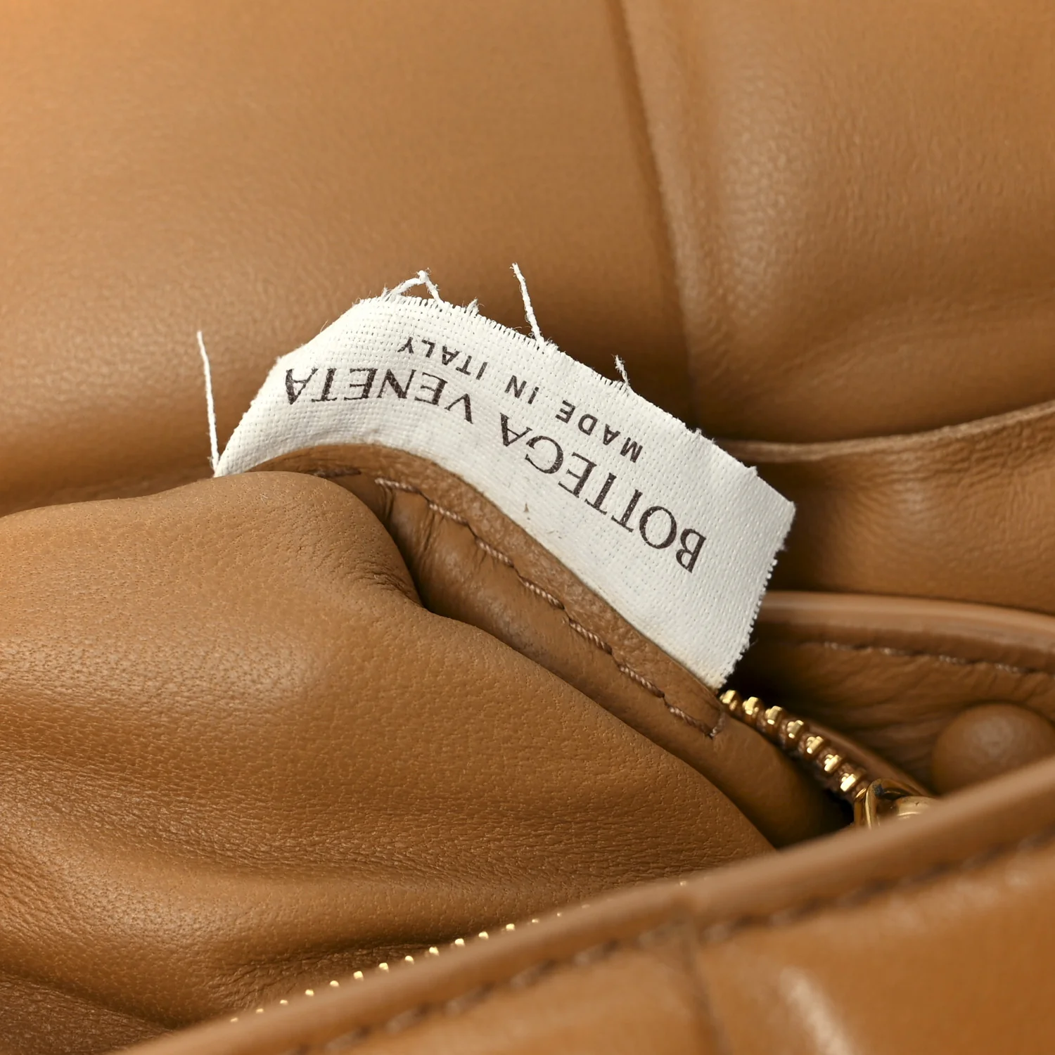 Nappa Maxi Intreccio Padded Cassette Crossbody Bag Caramel - Image 8