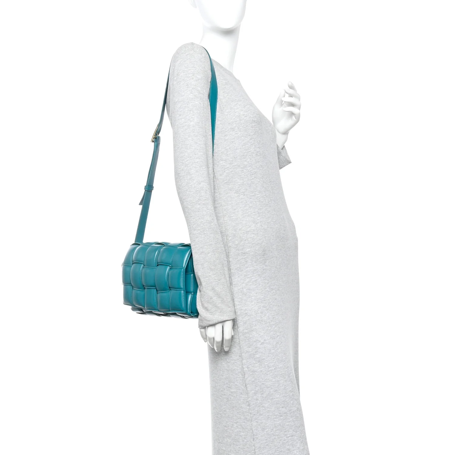 Nappa Maxi Intreccio Padded Cassette Crossbody Bag Mallard - Image 2