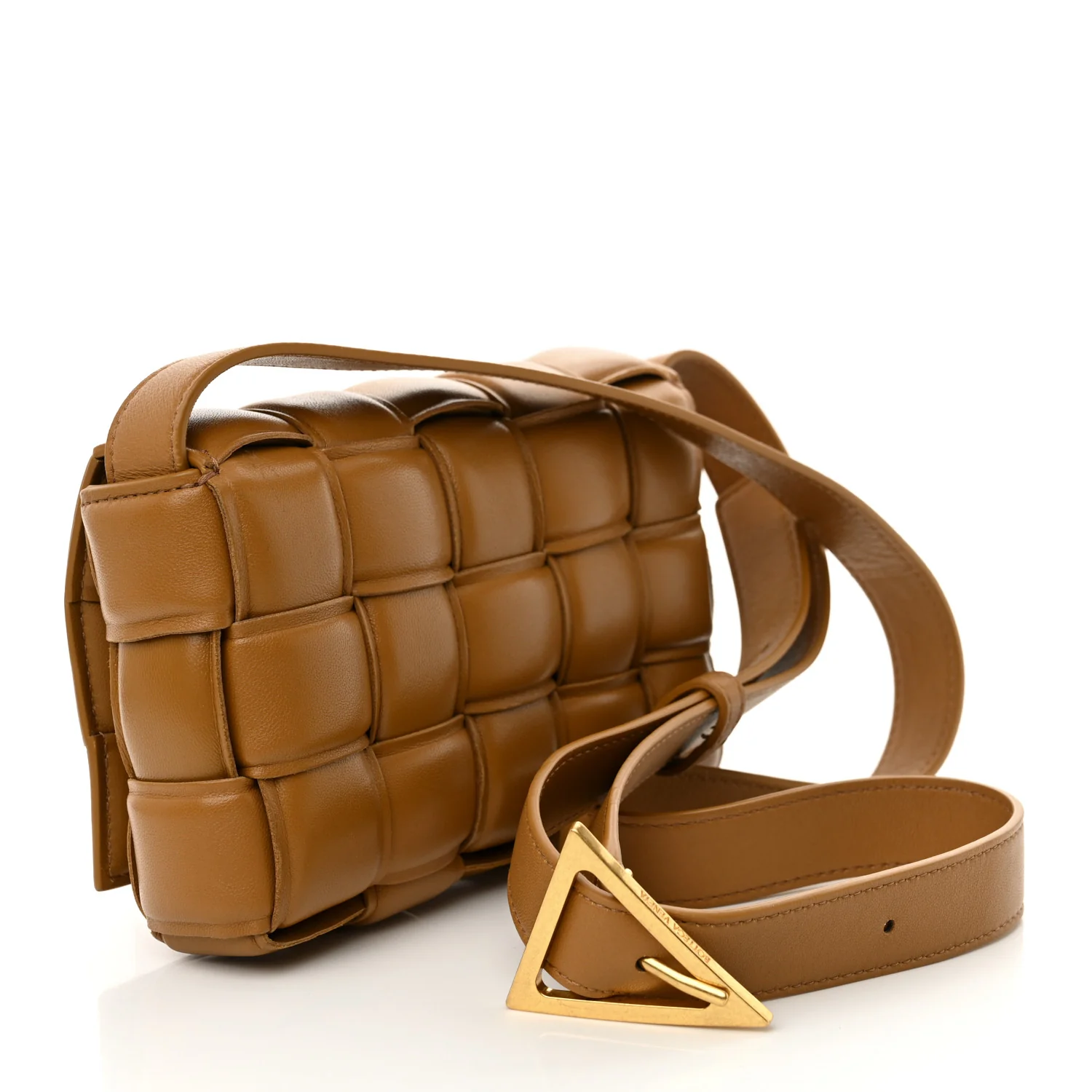 Nappa Maxi Intreccio Small Padded Cassette Crossbody Bag Camel - Image 3