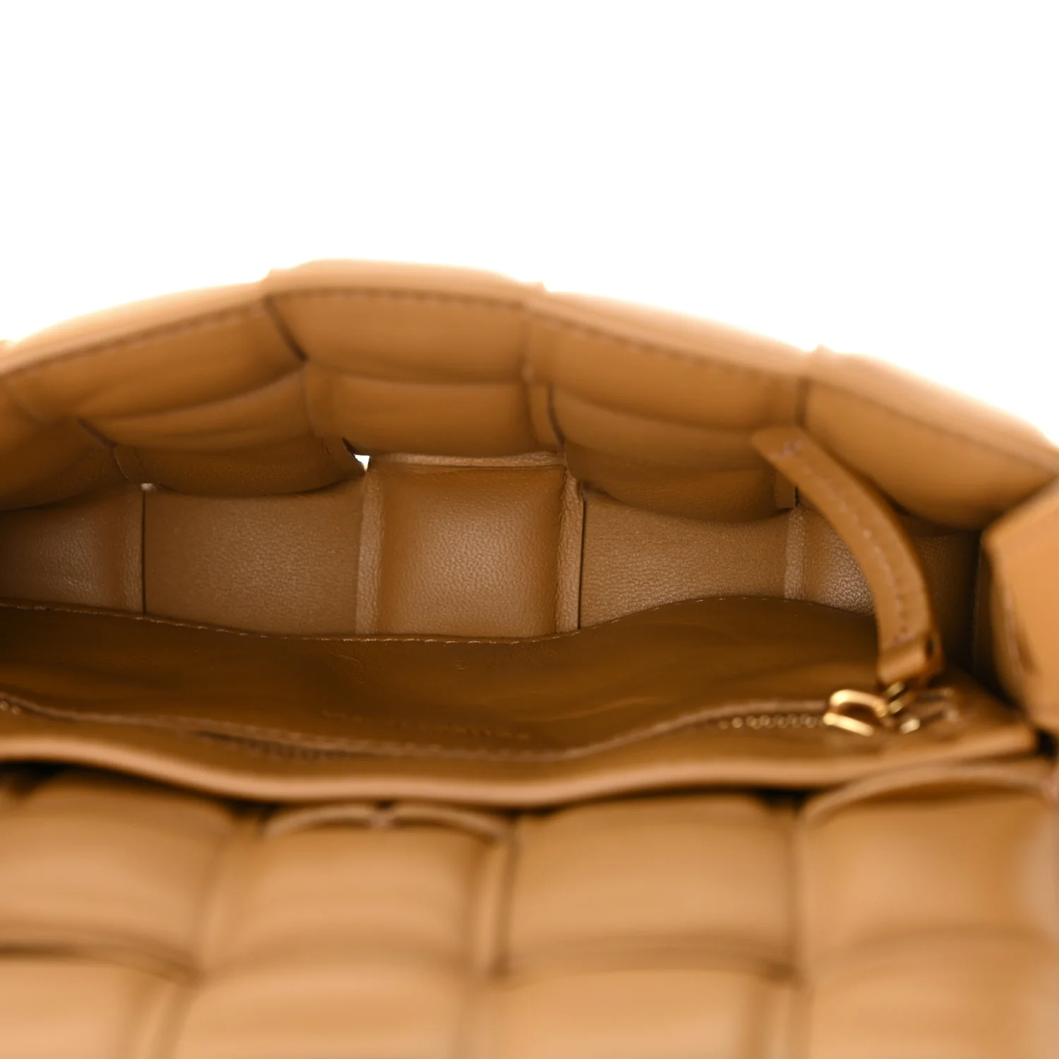 Nappa Maxi Intreccio Small Padded Cassette Crossbody Bag Camel - Image 5