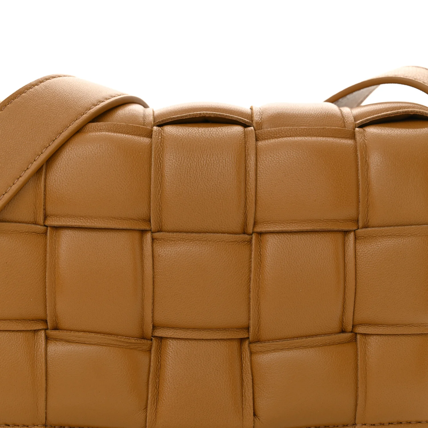 Nappa Maxi Intreccio Small Padded Cassette Crossbody Bag Camel - Image 8