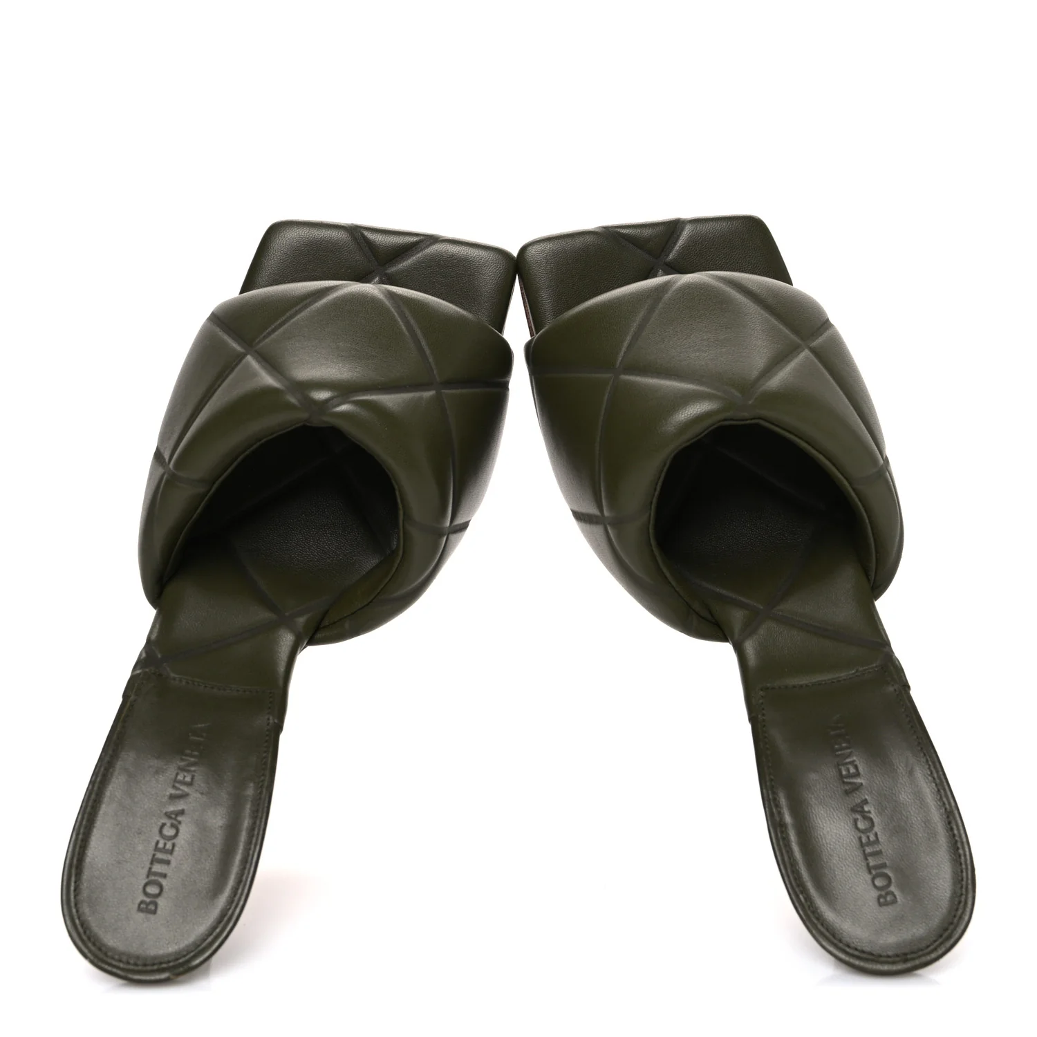 Nappa Quilted Rubber Lido Mule Sandals 39 Khaki - Image 2