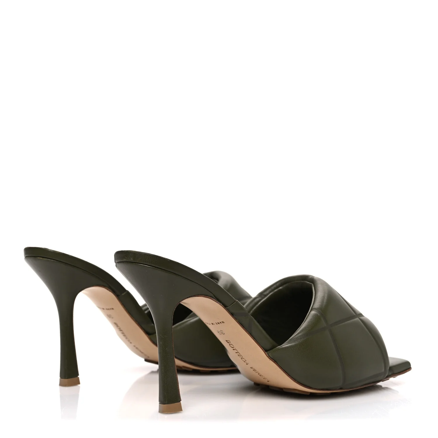 Nappa Quilted Rubber Lido Mule Sandals 39 Khaki - Image 5