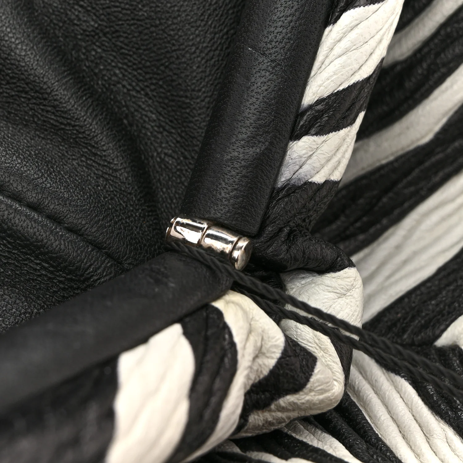 Nappa Zebra Print The Pouch Oversized Clutch White Black - Image 13