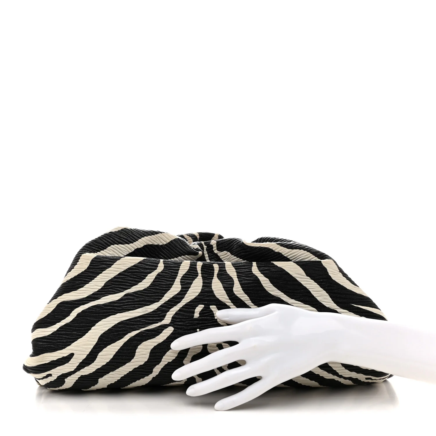 Nappa Zebra Print The Pouch Oversized Clutch White Black - Image 2