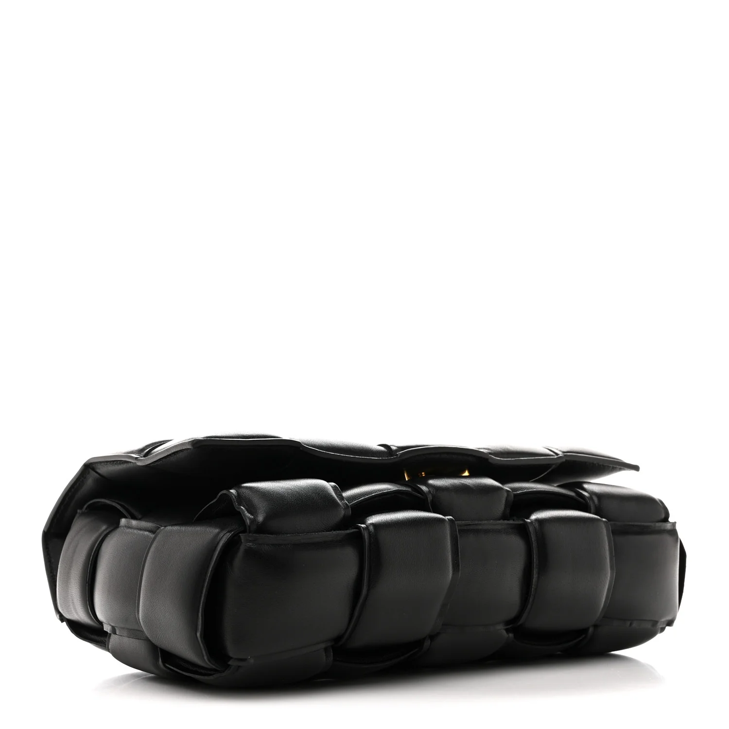 Paper Calfskin Maxi Intreccio Padded Cassette Crossbody Bag Black - Image 4