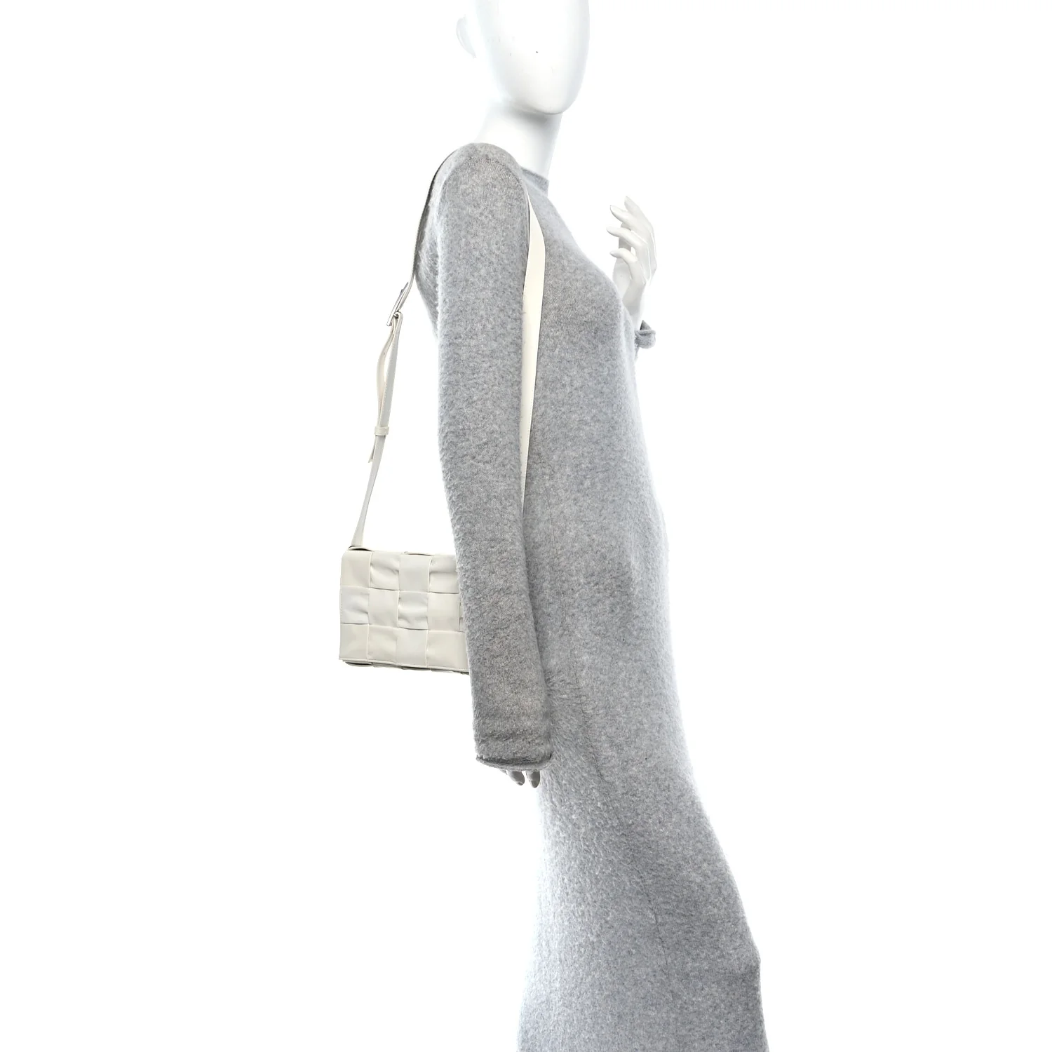 Patent Maxi Intrecciato Cassette Crossbody Bag White - Image 2