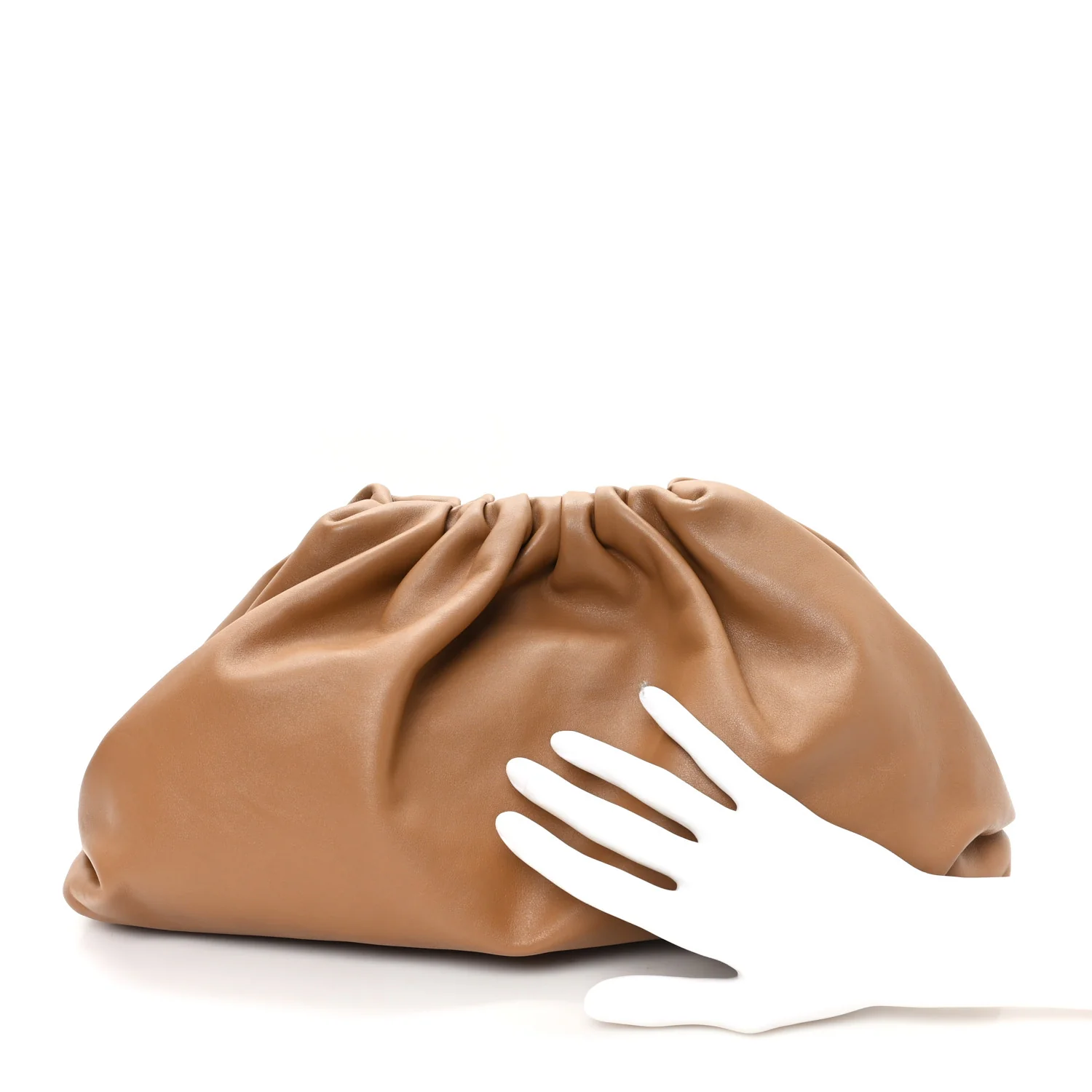 Smooth Butter Calf The Pouch Oversized Clutch Cammello - Image 2