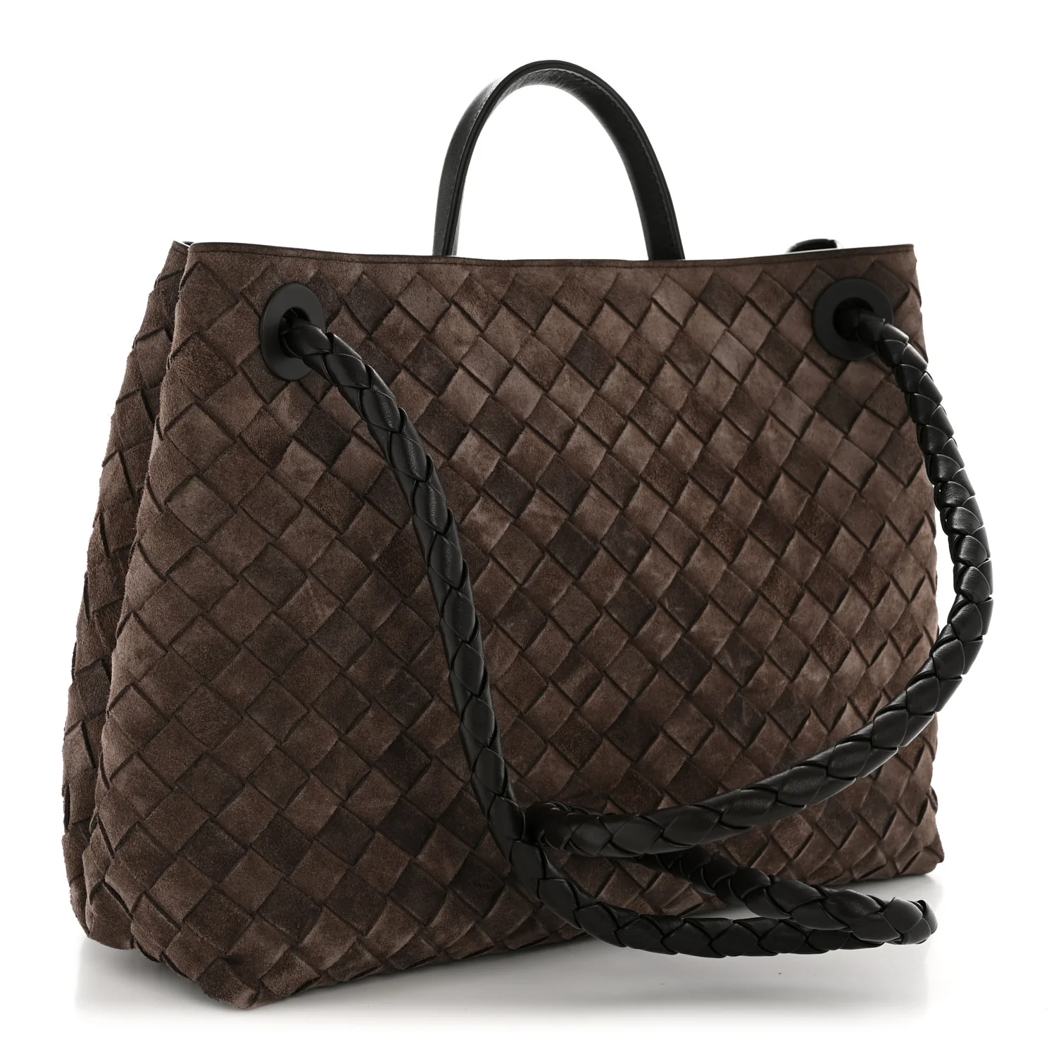 Suede Intrecciato Medium Andiamo Shoulder Bag Fondant - Image 3