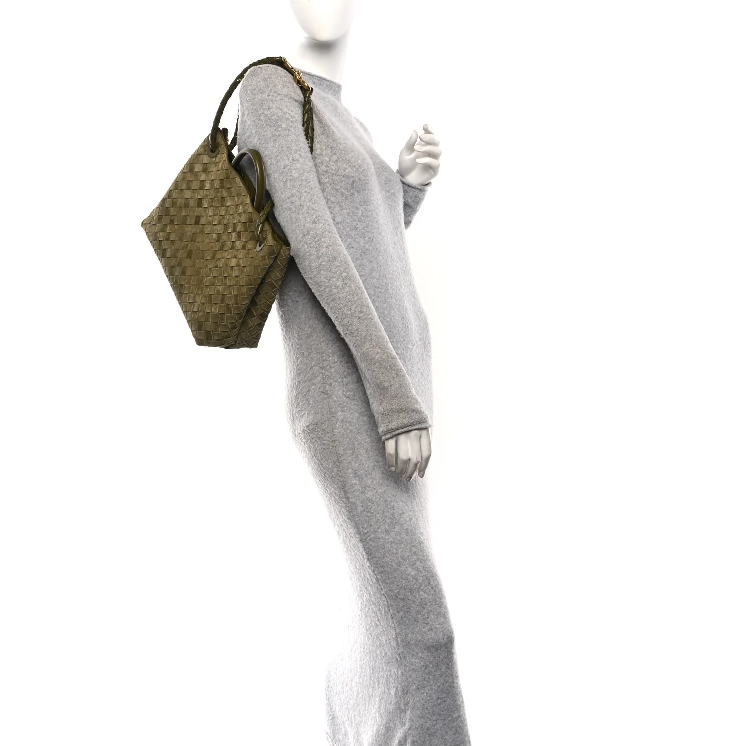 Suede Intrecciato Medium Andiamo Shoulder Bag Mud - Image 2