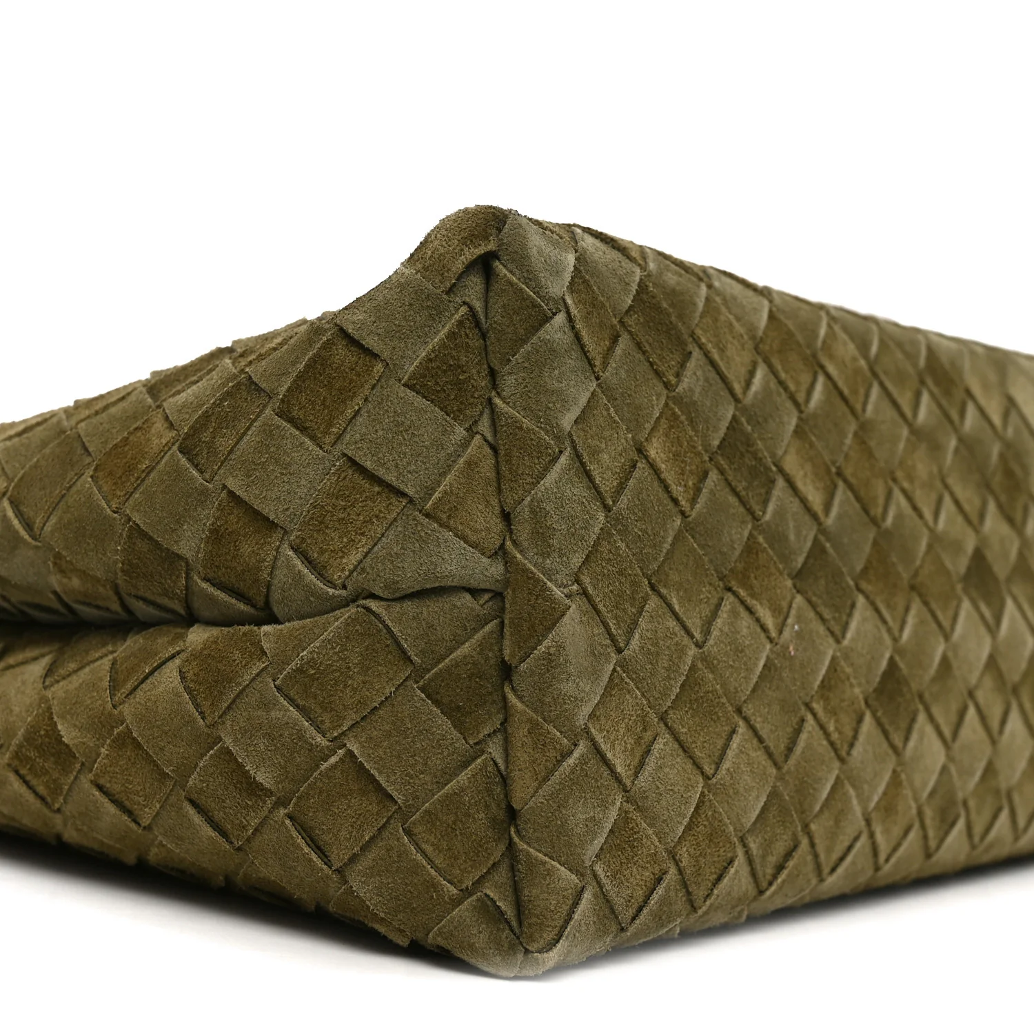 Suede Intrecciato Medium Andiamo Shoulder Bag Mud - Image 8
