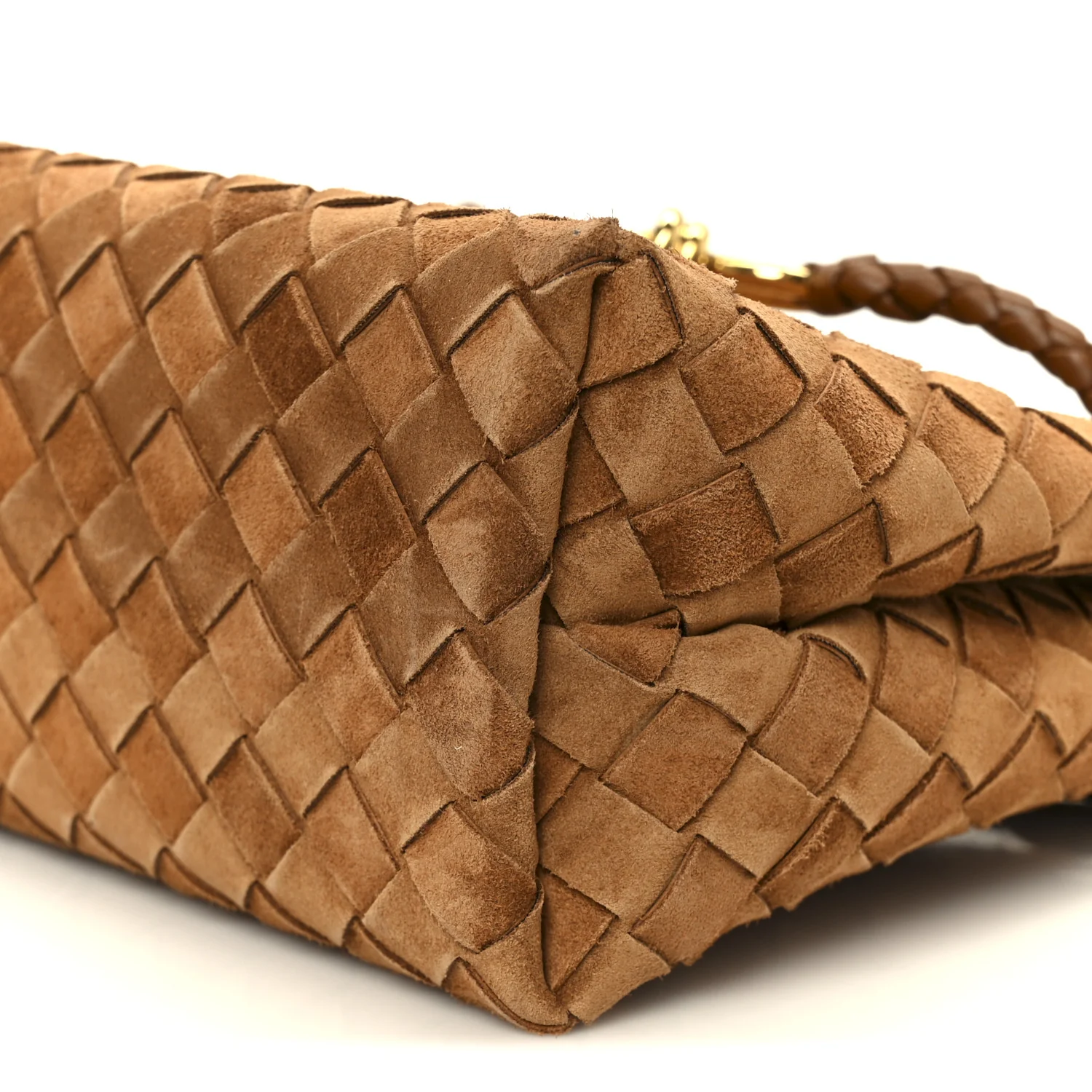 Suede Intrecciato Small Andiamo Shoulder Bag Amber - Image 10