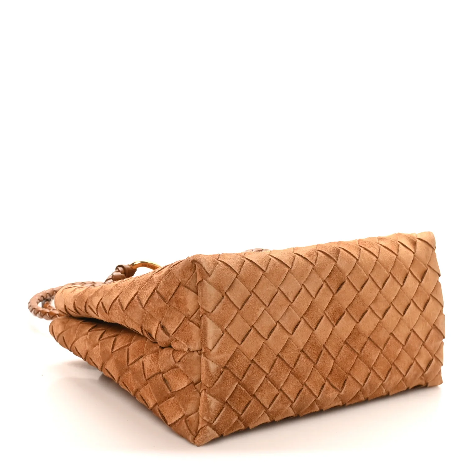 Suede Intrecciato Small Andiamo Shoulder Bag Amber - Image 4