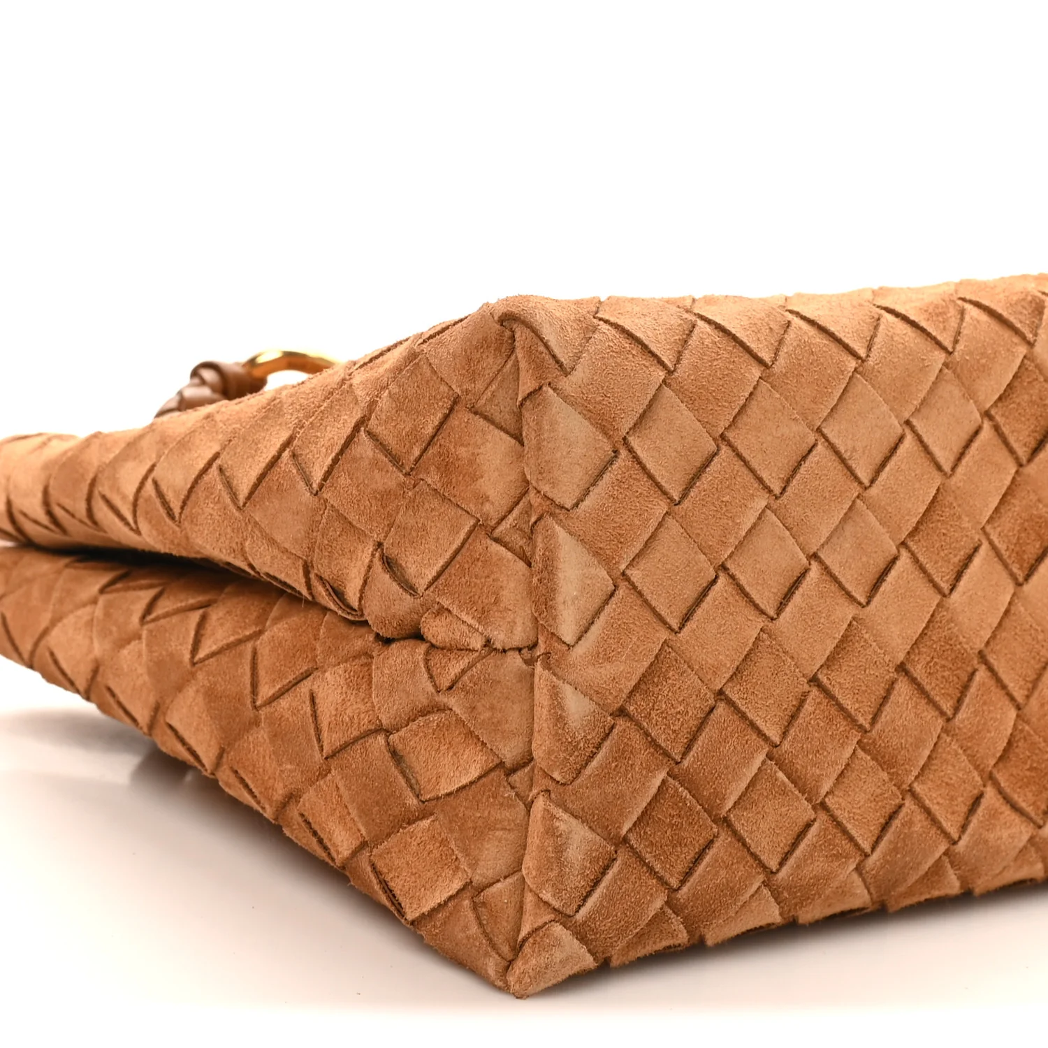 Suede Intrecciato Small Andiamo Shoulder Bag Amber - Image 8