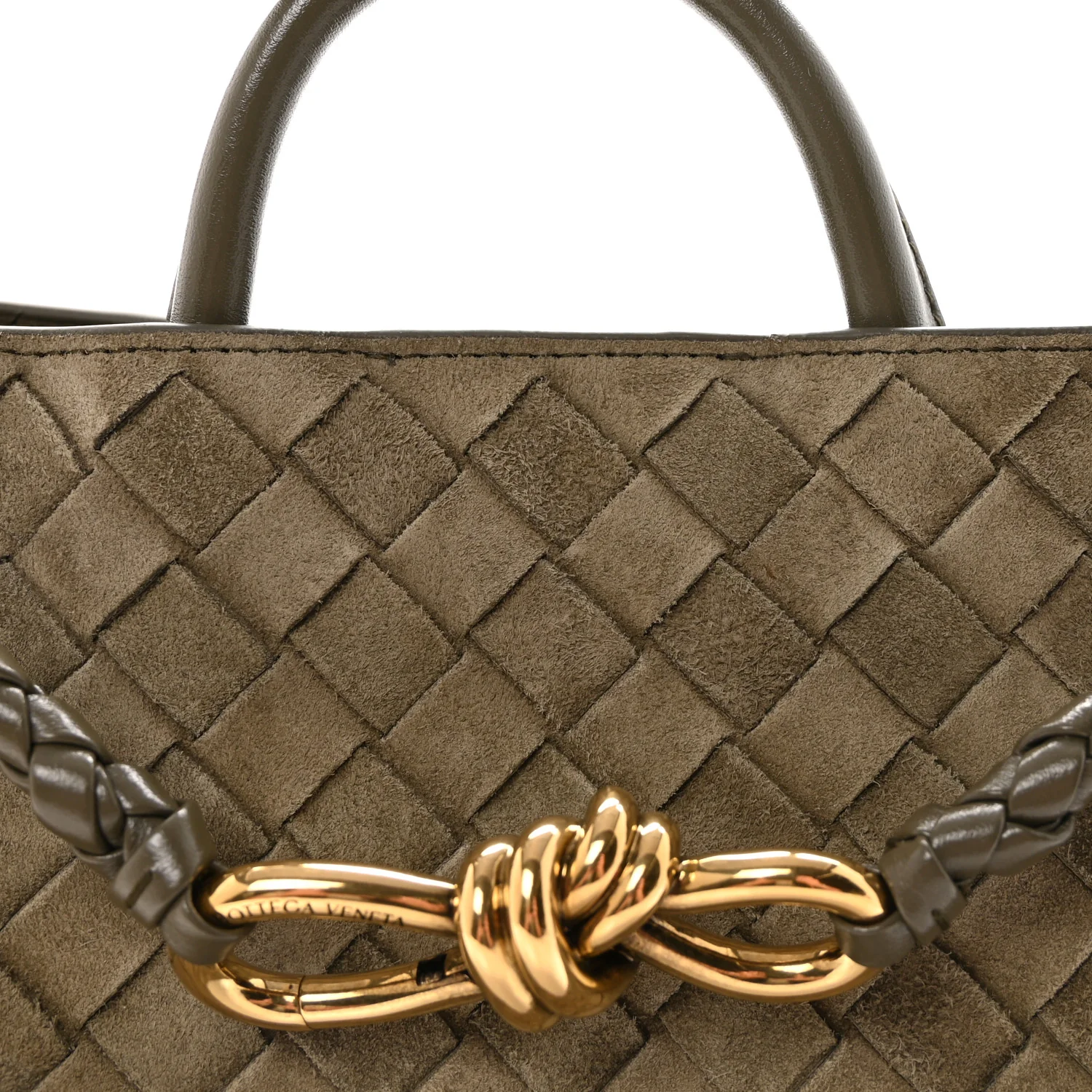 Suede Intrecciato Small Andiamo Shoulder Bag Cypress - Image 7