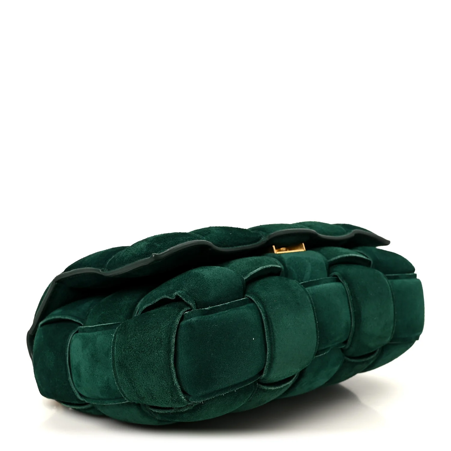 Suede Maxi Intrecciato Padded Chain Cassette Crossbody Bag Emerald Green - Image 4