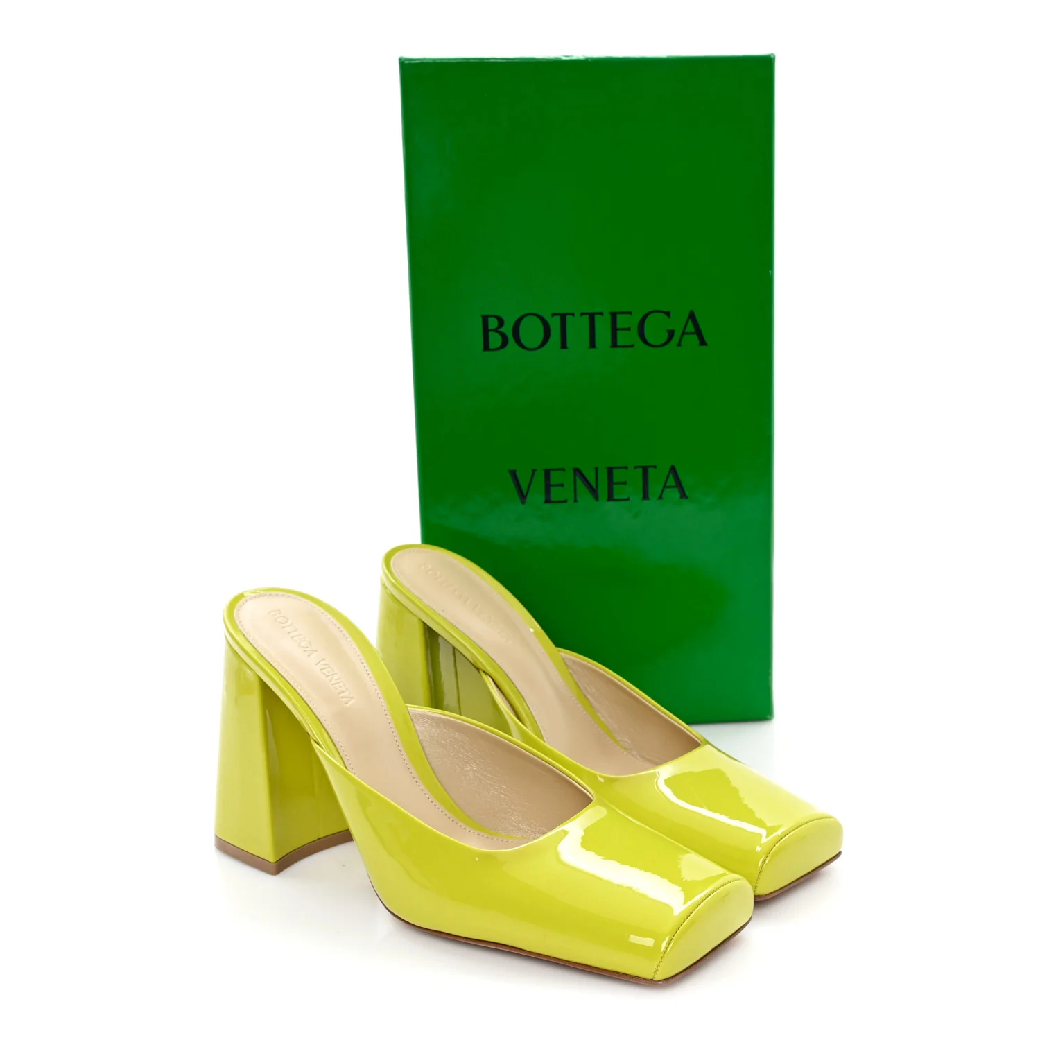Supergloss Patent Tower 90mm Mule Pumps 38 Kiwi - Image 10