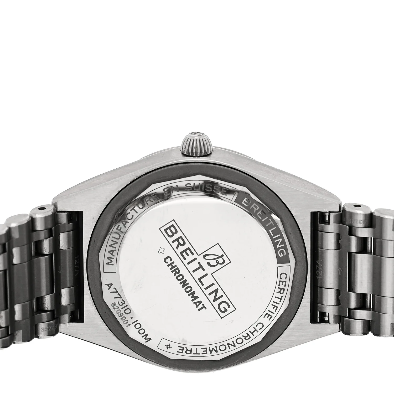 Stainless Steel Diamond Bezel 32mm Chronomat Quartz Watch Silver A77310591A1A1 - Image 4