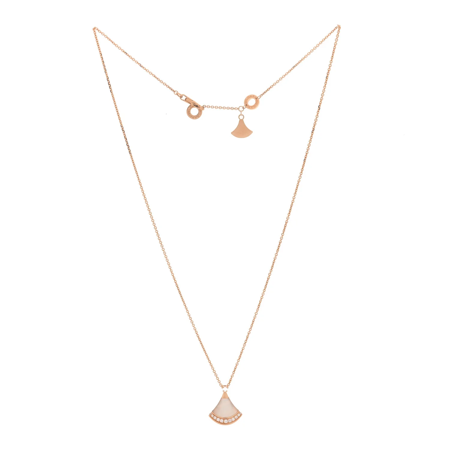 18K Rose Gold Diamond Mother of Pearl Divas' Dream Pave Pendant Necklace - Image 3