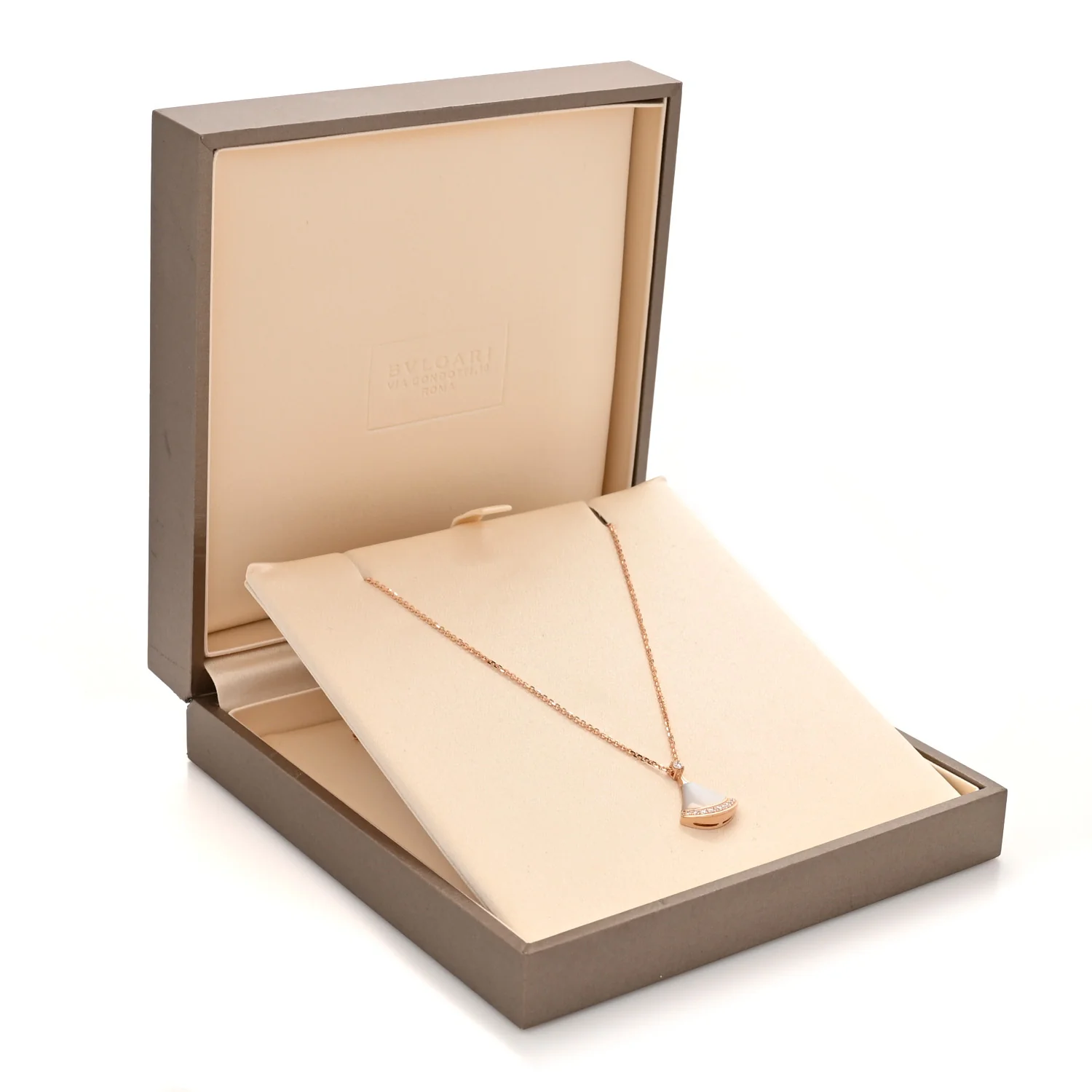 18K Rose Gold Diamond Mother of Pearl Divas' Dream Pave Pendant Necklace - Image 8
