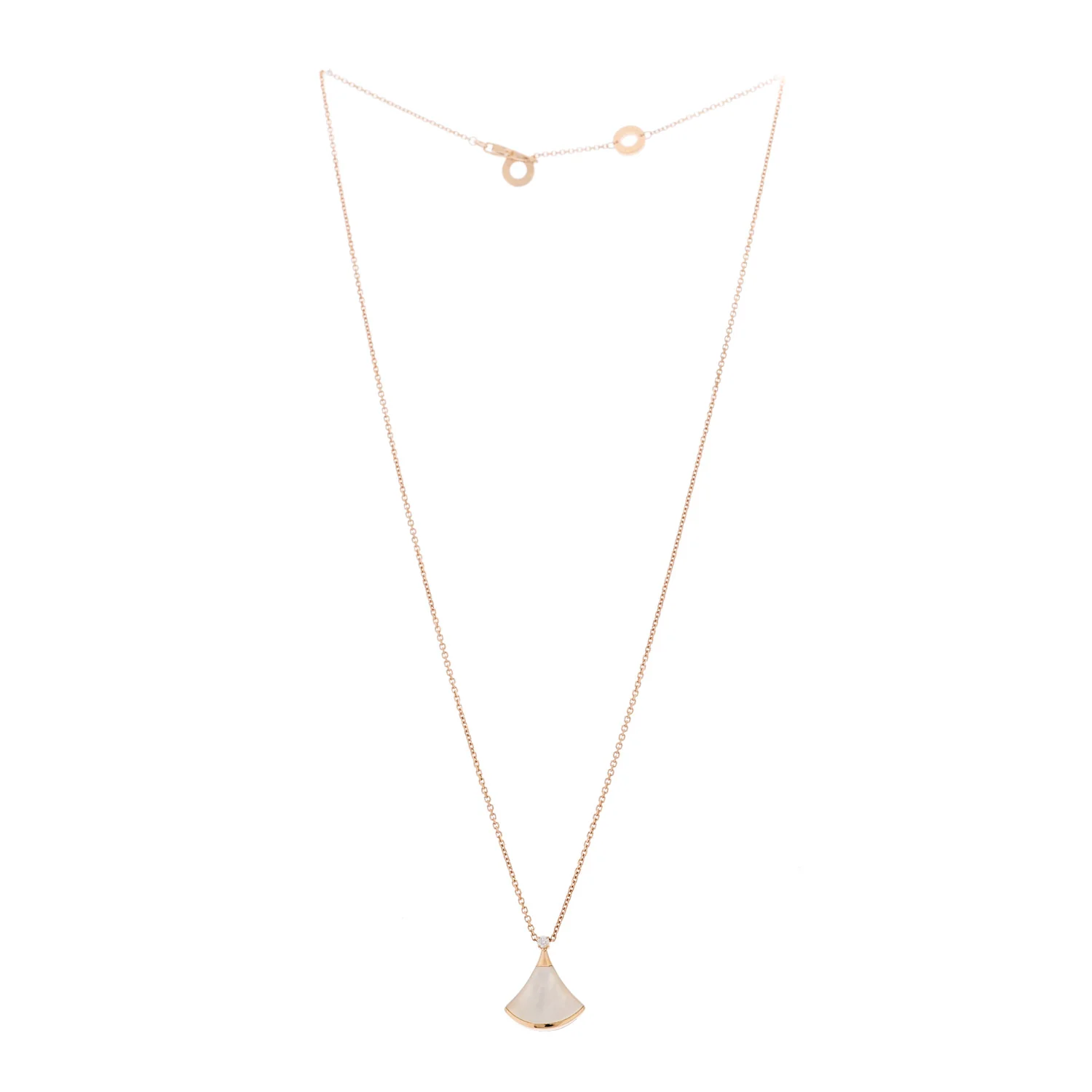 18K Rose Gold Diamond Mother of Pearl Small Divas' Dream Pendant Necklace - Image 3