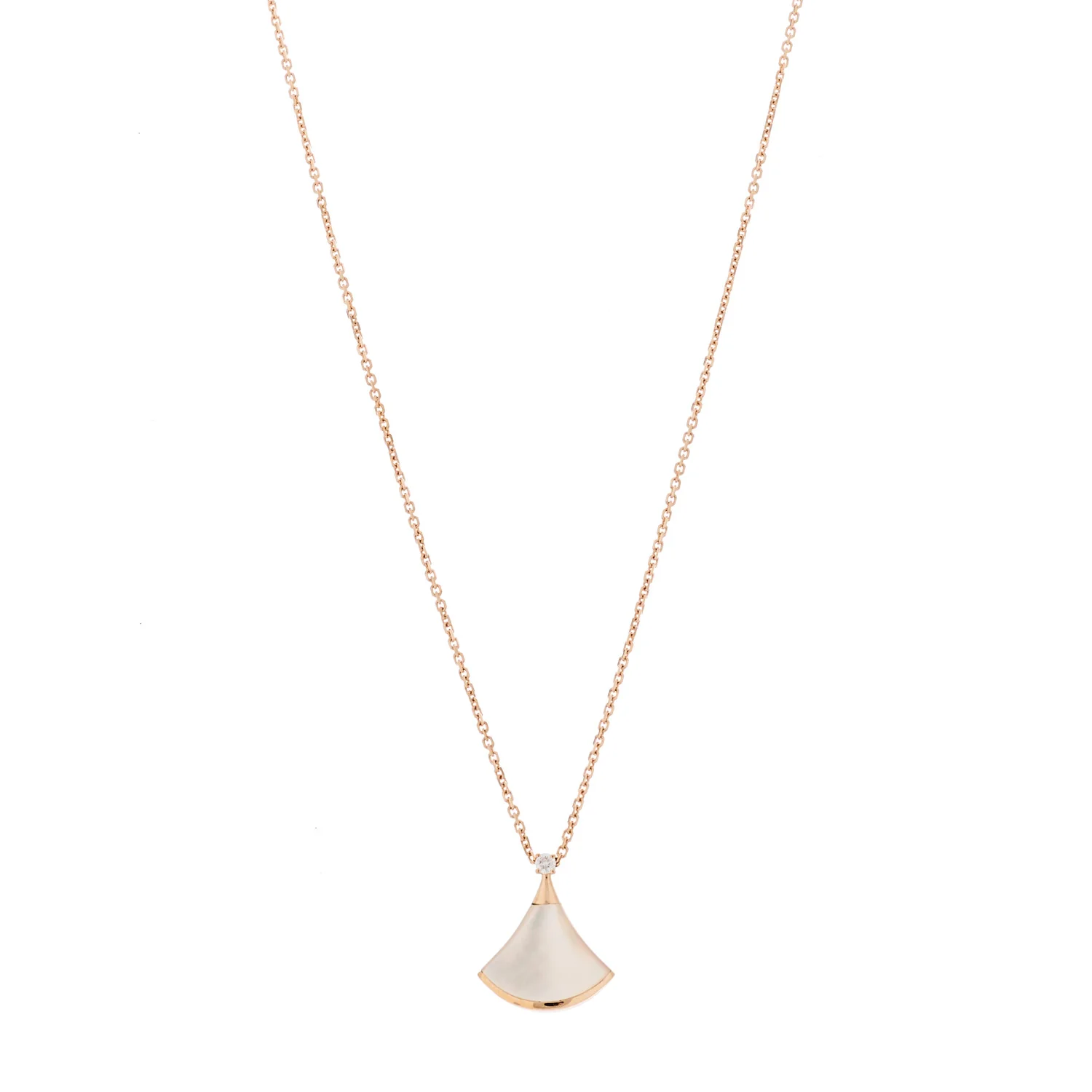 18K Rose Gold Diamond Mother of Pearl Small Divas' Dream Pendant Necklace