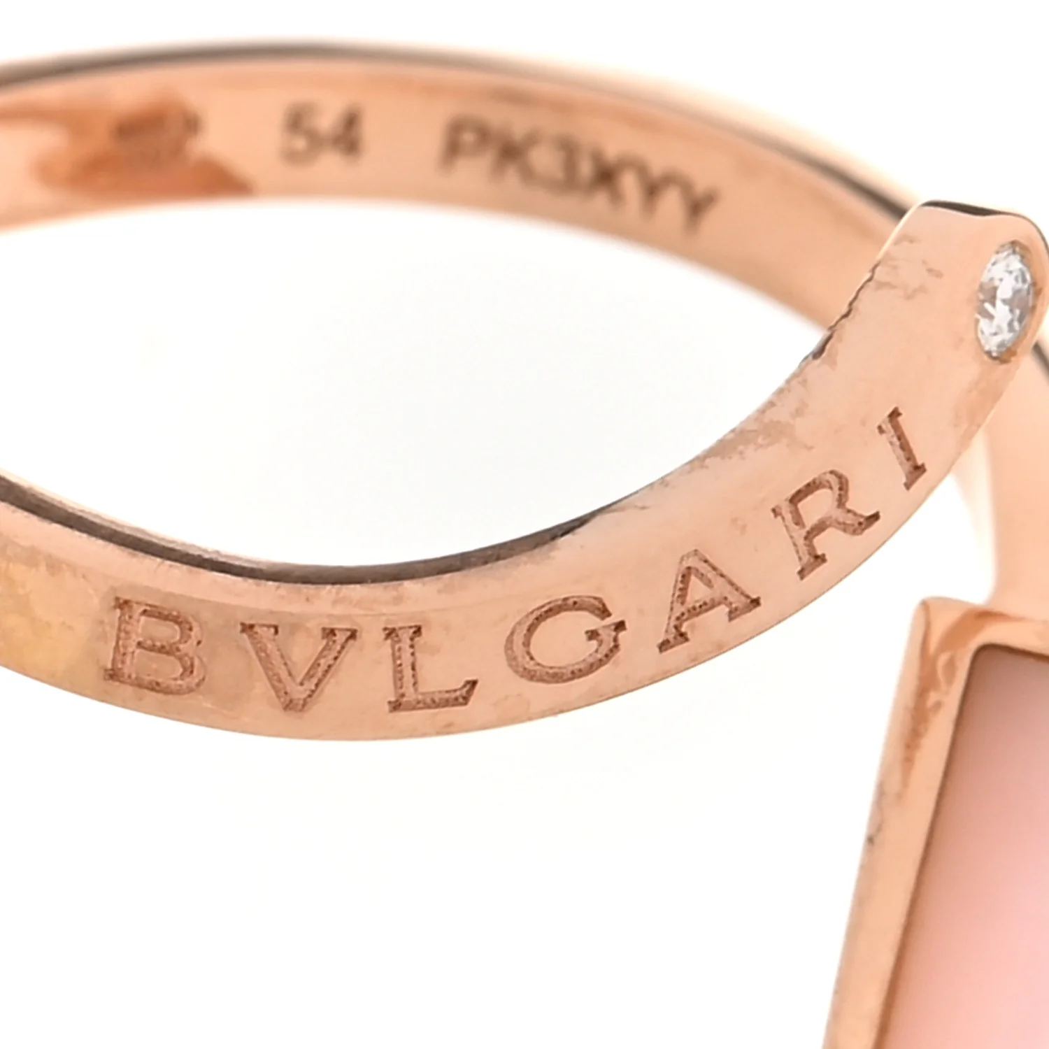 18K Rose Gold Diamond Pink Opal Gelati Ring 54 6.75 - Image 5