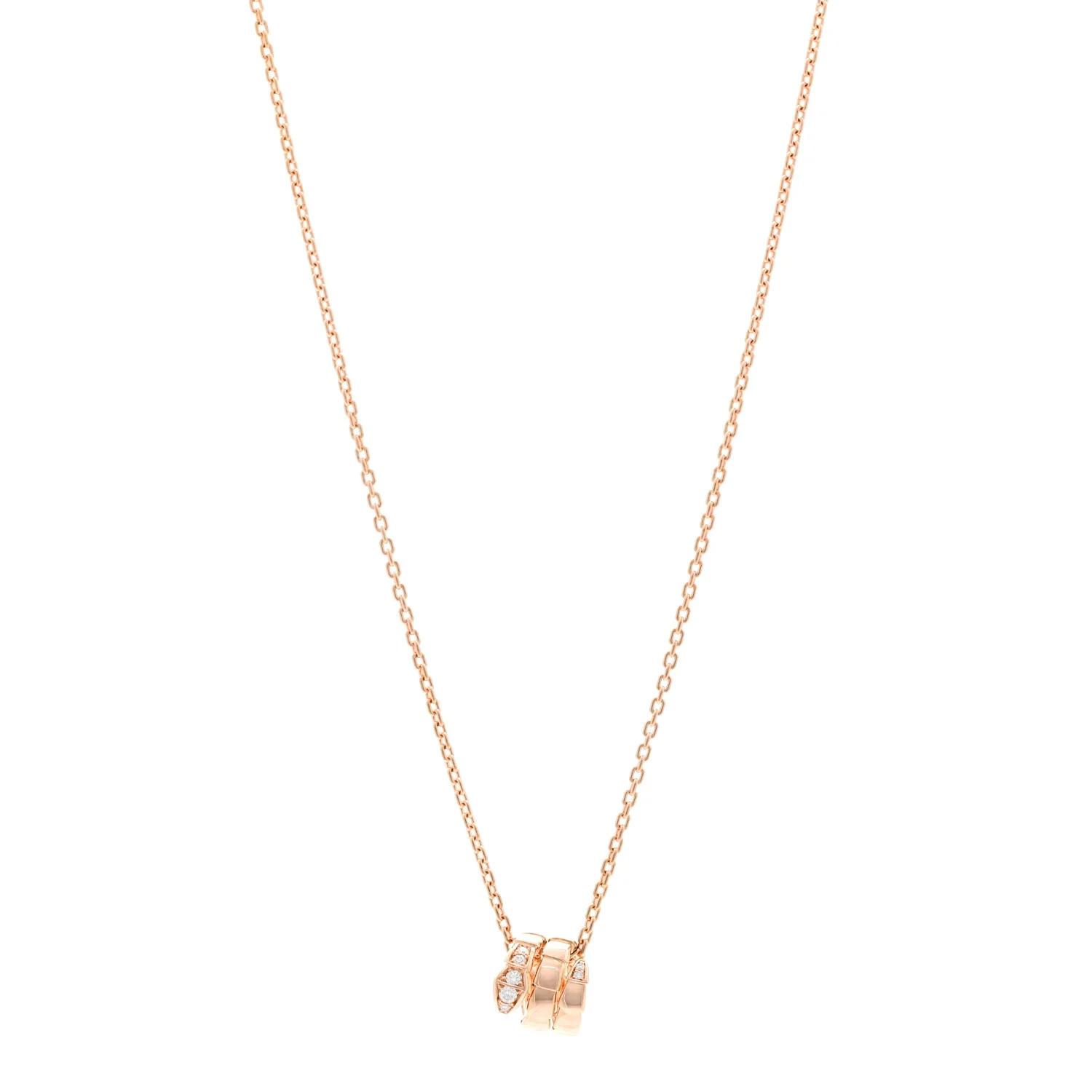 18K Rose Gold Diamond Serpenti Viper Demi Pave Pendant Necklace