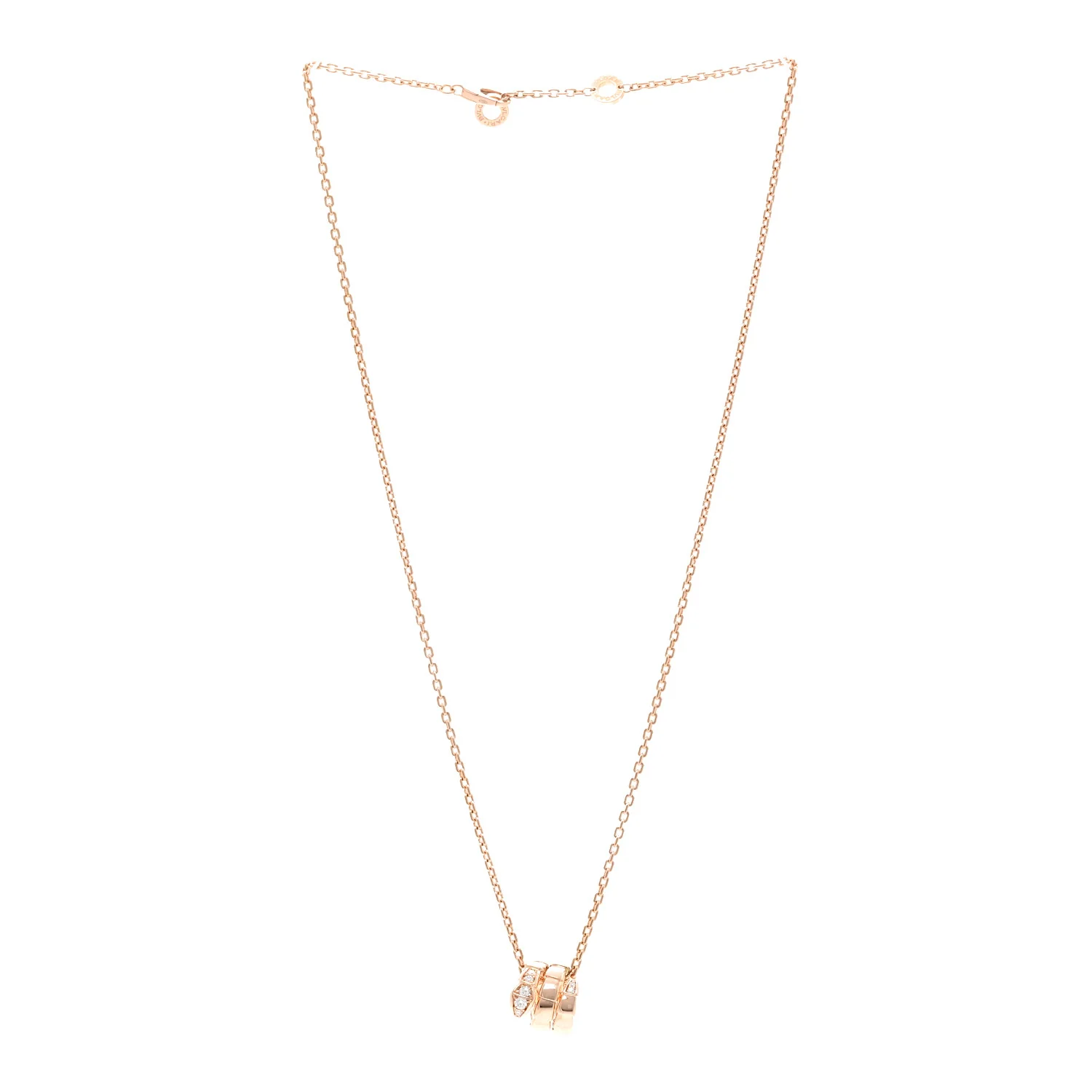 18K Rose Gold Diamond Serpenti Viper Demi Pave Pendant Necklace - Image 3