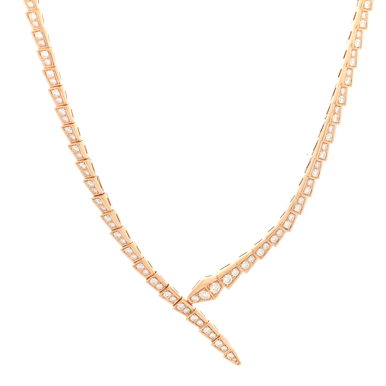 18K Rose Gold Diamond Serpenti Viper Full Pave Choker Necklace