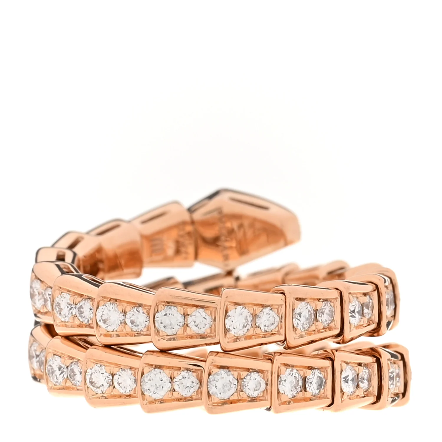 18K Rose Gold Diamond Serpenti Viper Pave Wrap Ring M 50 5.25 - Image 3
