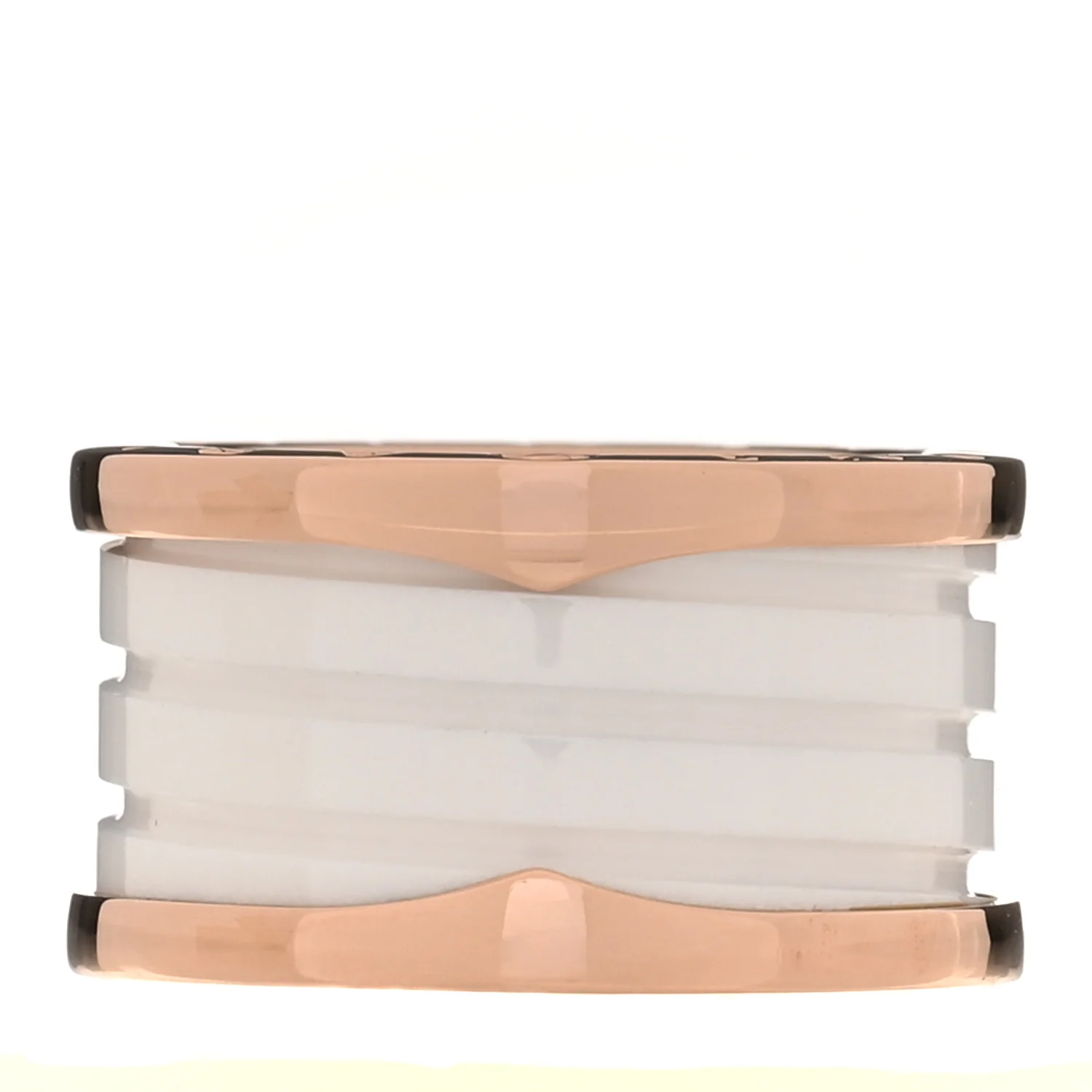 18K Rose Gold White Ceramic B.Zero1 Four-Band Ring 51 5.75