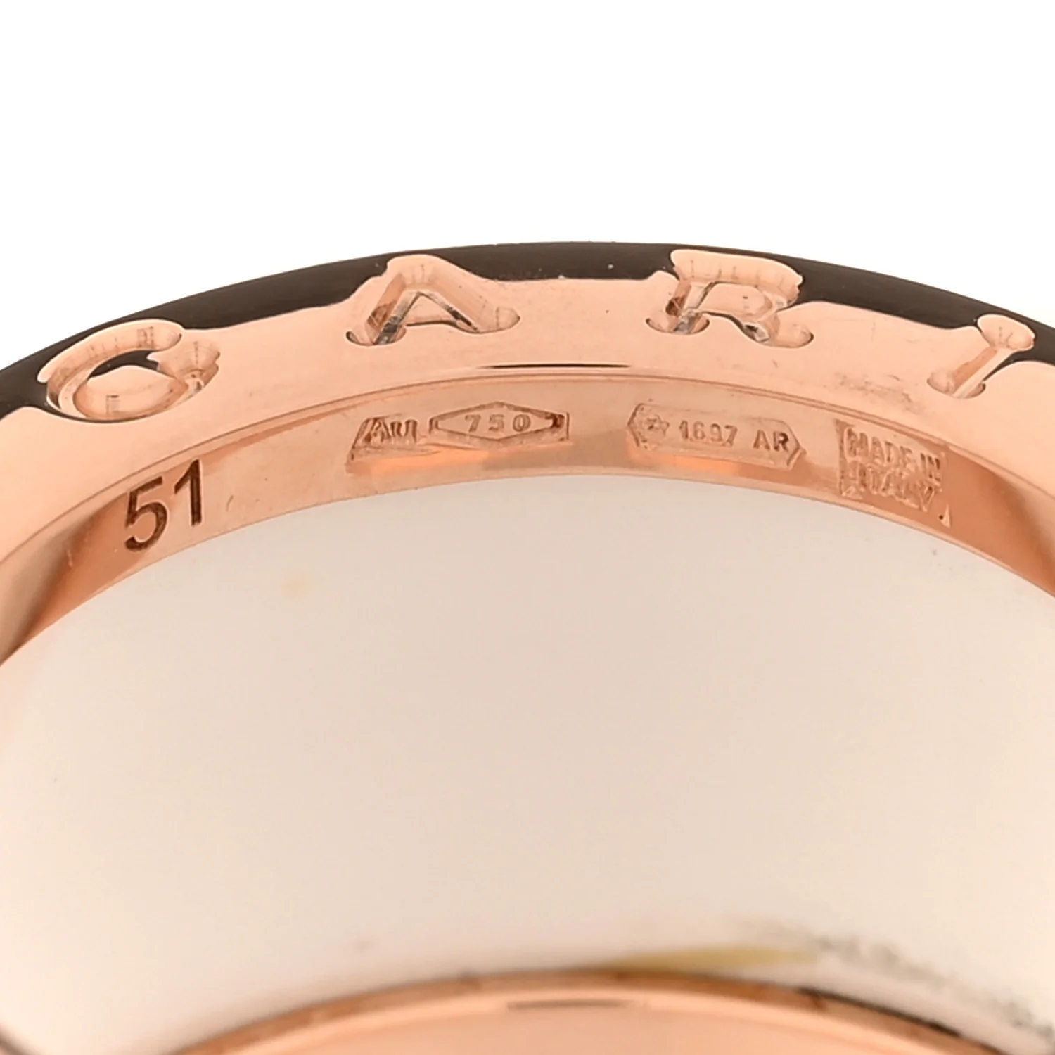18K Rose Gold White Ceramic B.Zero1 Four-Band Ring 51 5.75 - Image 4