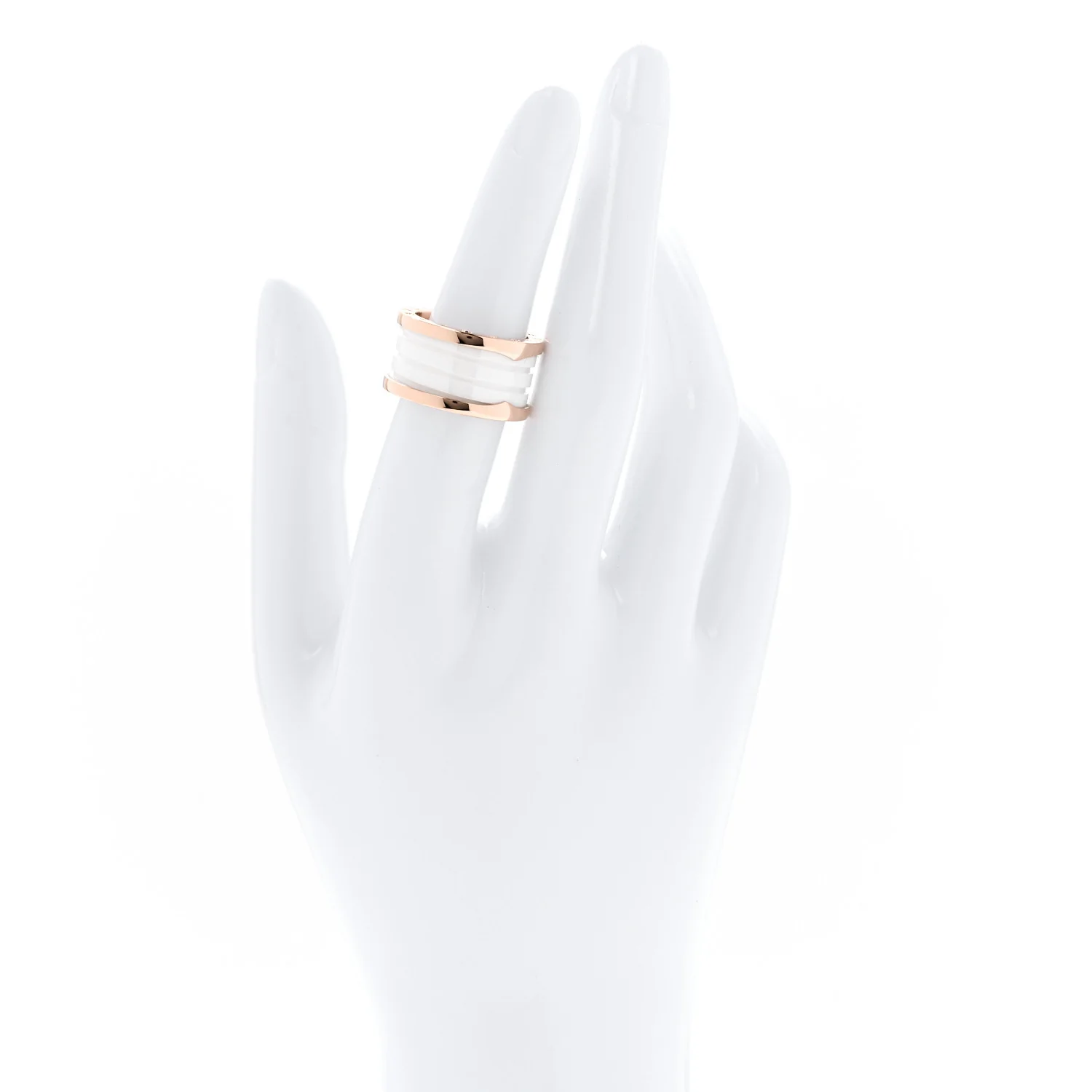 18K Rose Gold White Ceramic B.Zero1 Four-Band Ring 54 6.75 - Image 2
