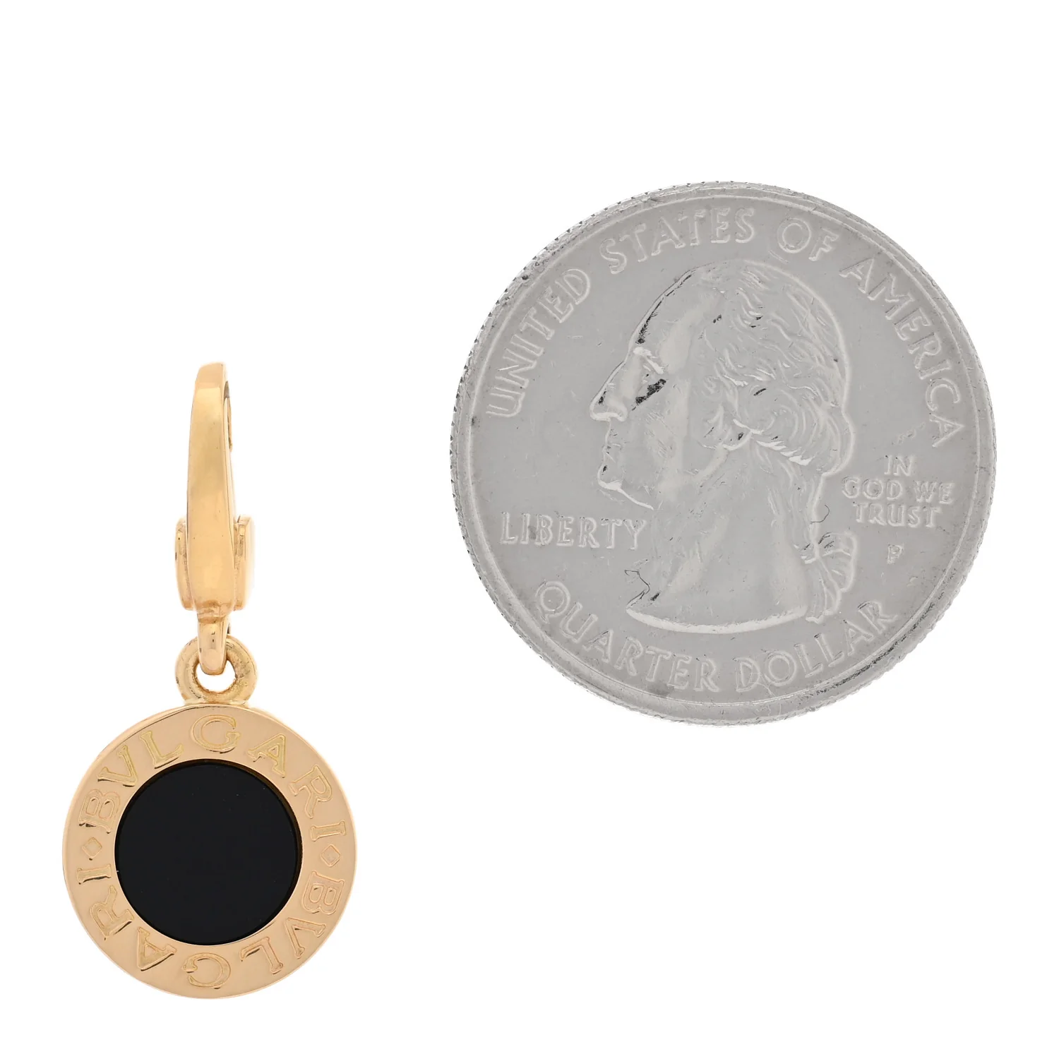 18K Yellow Gold Black Onyx BVLGARI BVLGARI Charm Pendant - Image 2