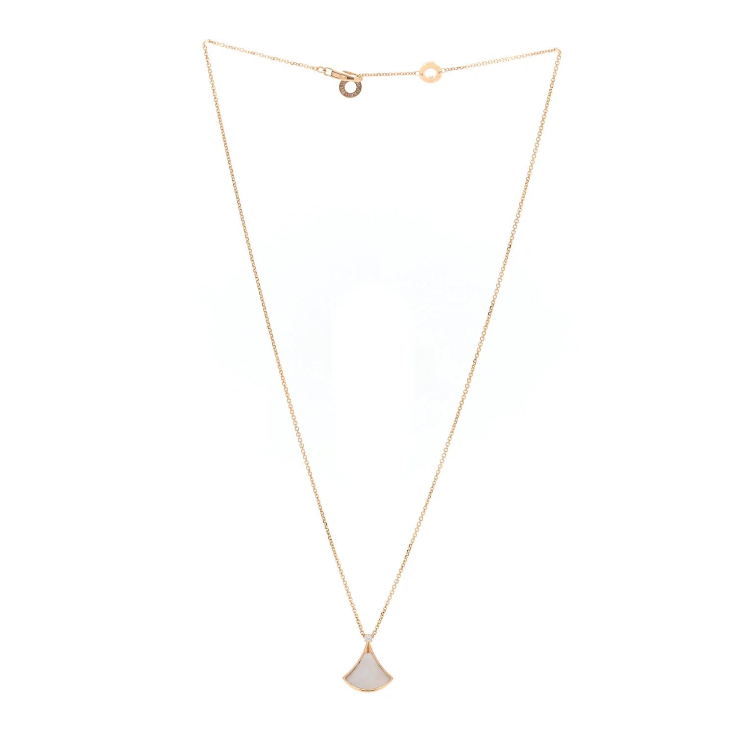18K Yellow Gold Diamond Mother of Pearl Small Divas' Dream Pendant Necklace - Image 3