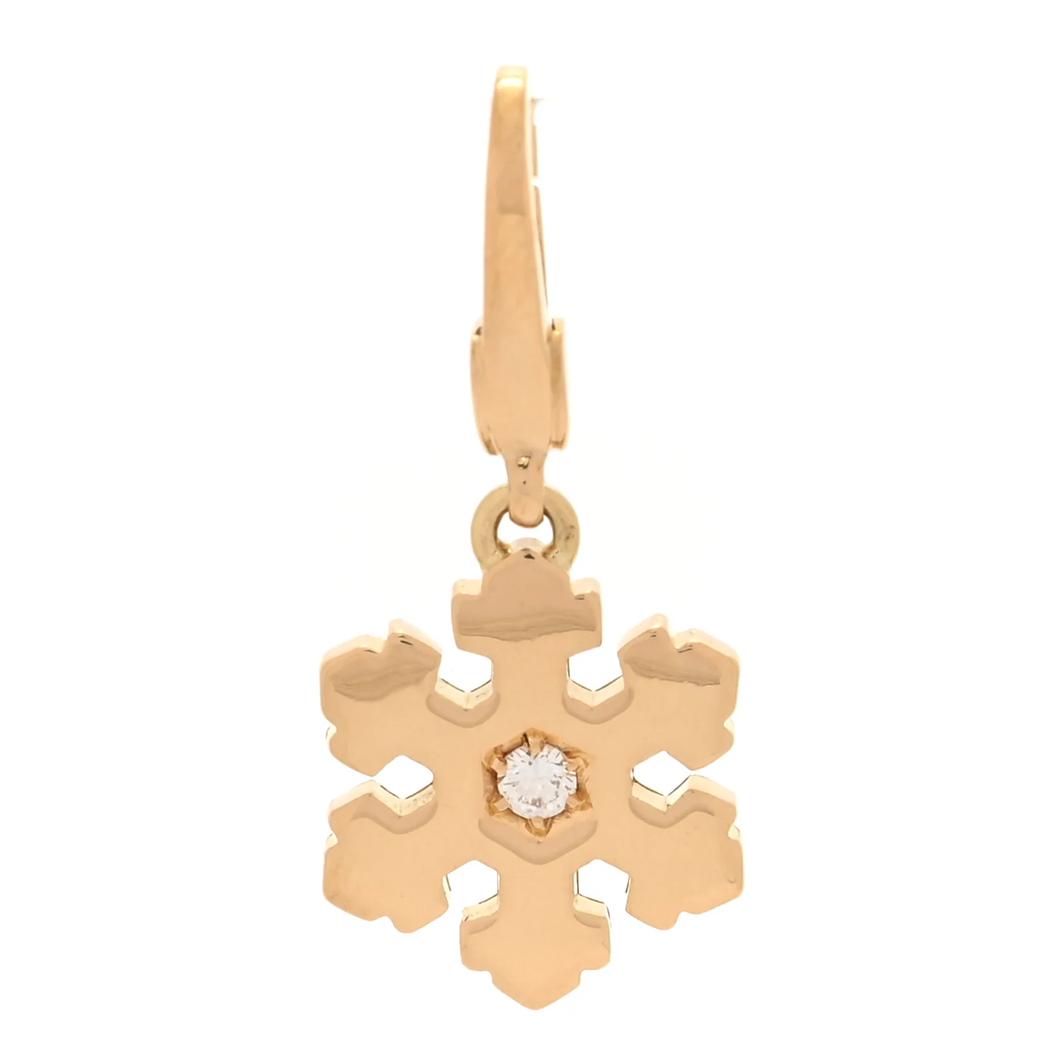 18K Yellow Gold Diamond Snowflake Charm