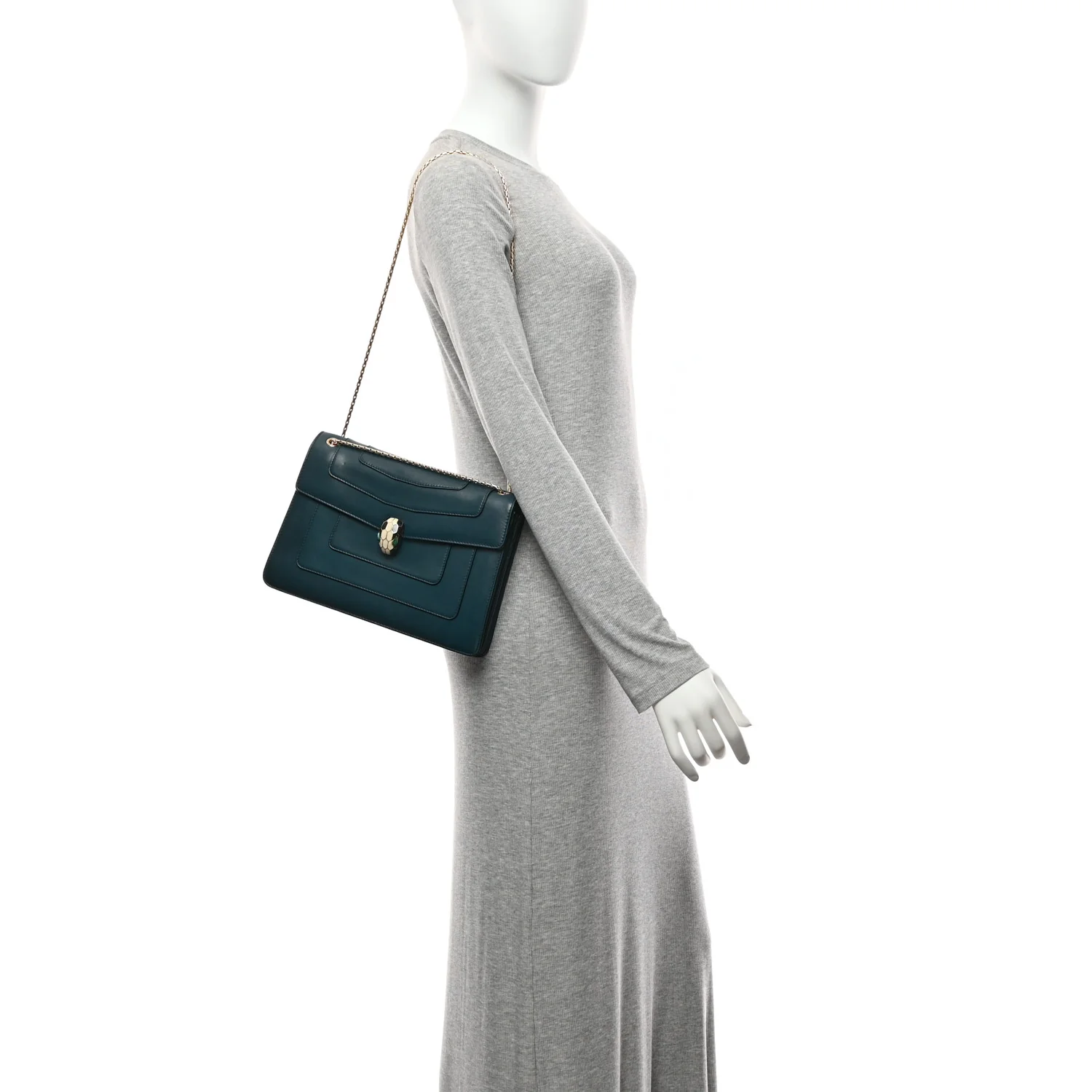 Calfskin Serpenti Forever Shoulder Bag Emerald Green - Image 2