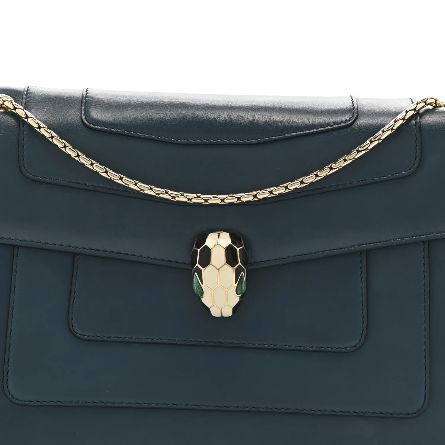Calfskin Serpenti Forever Shoulder Bag Emerald Green - Image 9