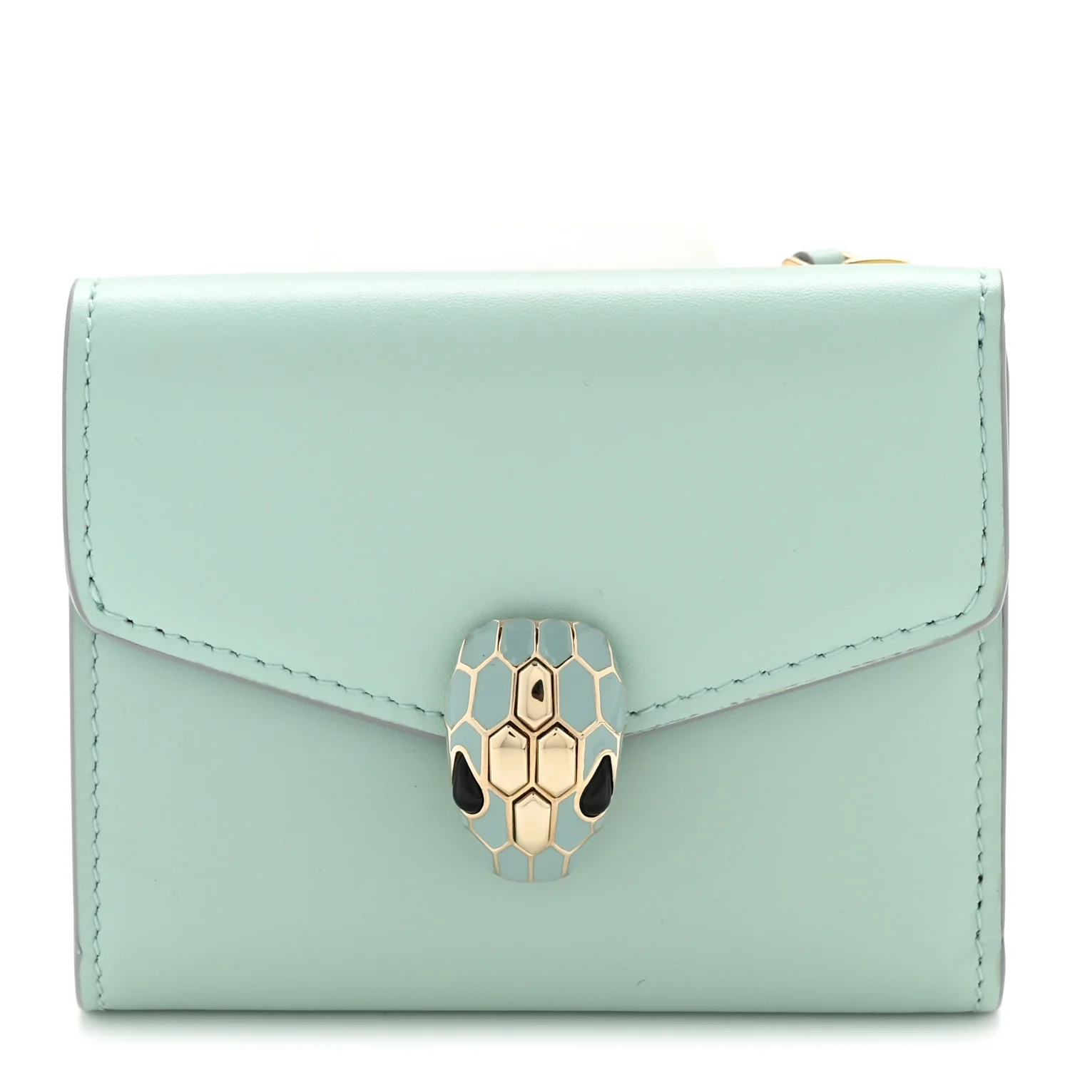 Calfskin Serpenti Forever Slim Wallet Sea