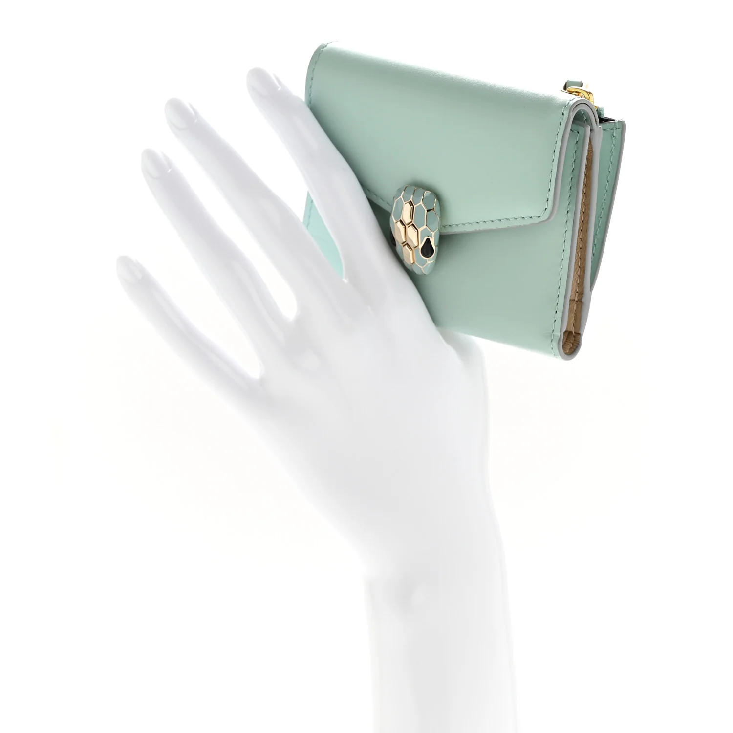 Calfskin Serpenti Forever Slim Wallet Sea - Image 2
