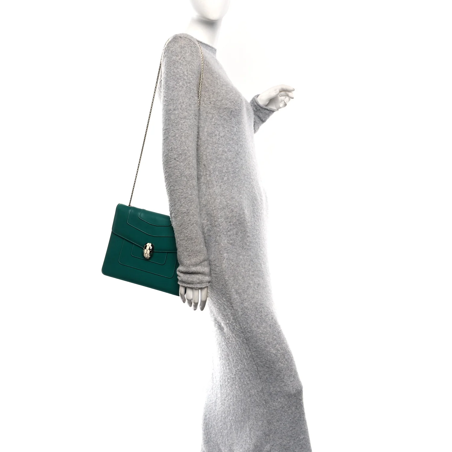 Calfskin Serpenti Forever Snake Strap Crossbody Bag Emerald Green - Image 2