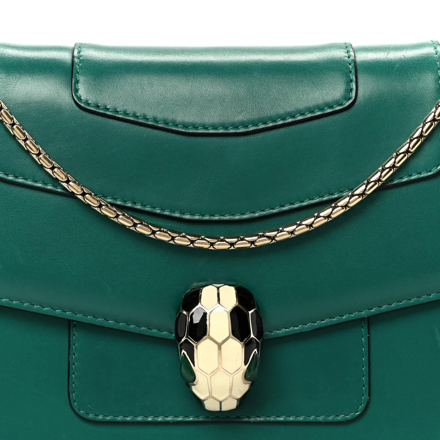 Calfskin Serpenti Forever Snake Strap Crossbody Bag Emerald Green - Image 9