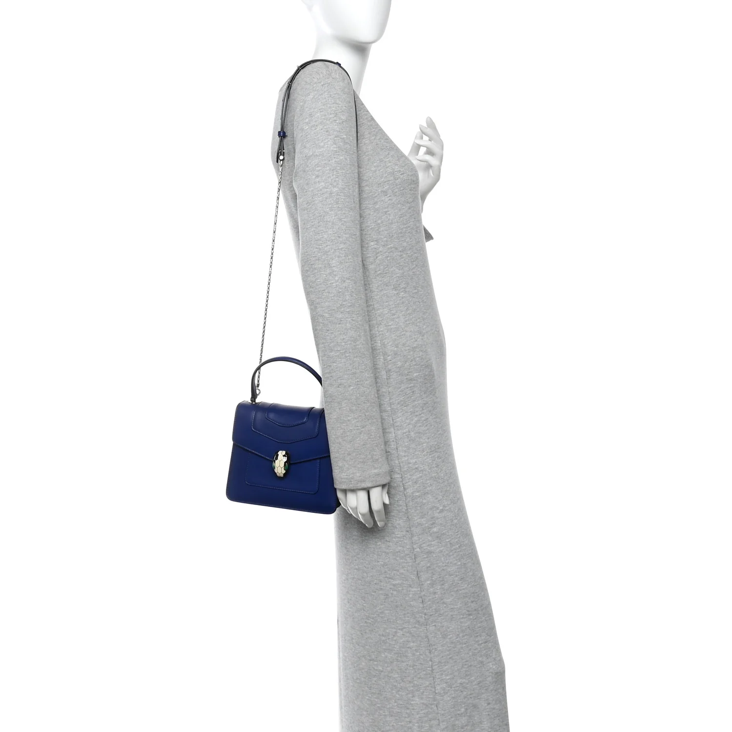 Calfskin Serpenti Forever Top Handle Blue - Image 2