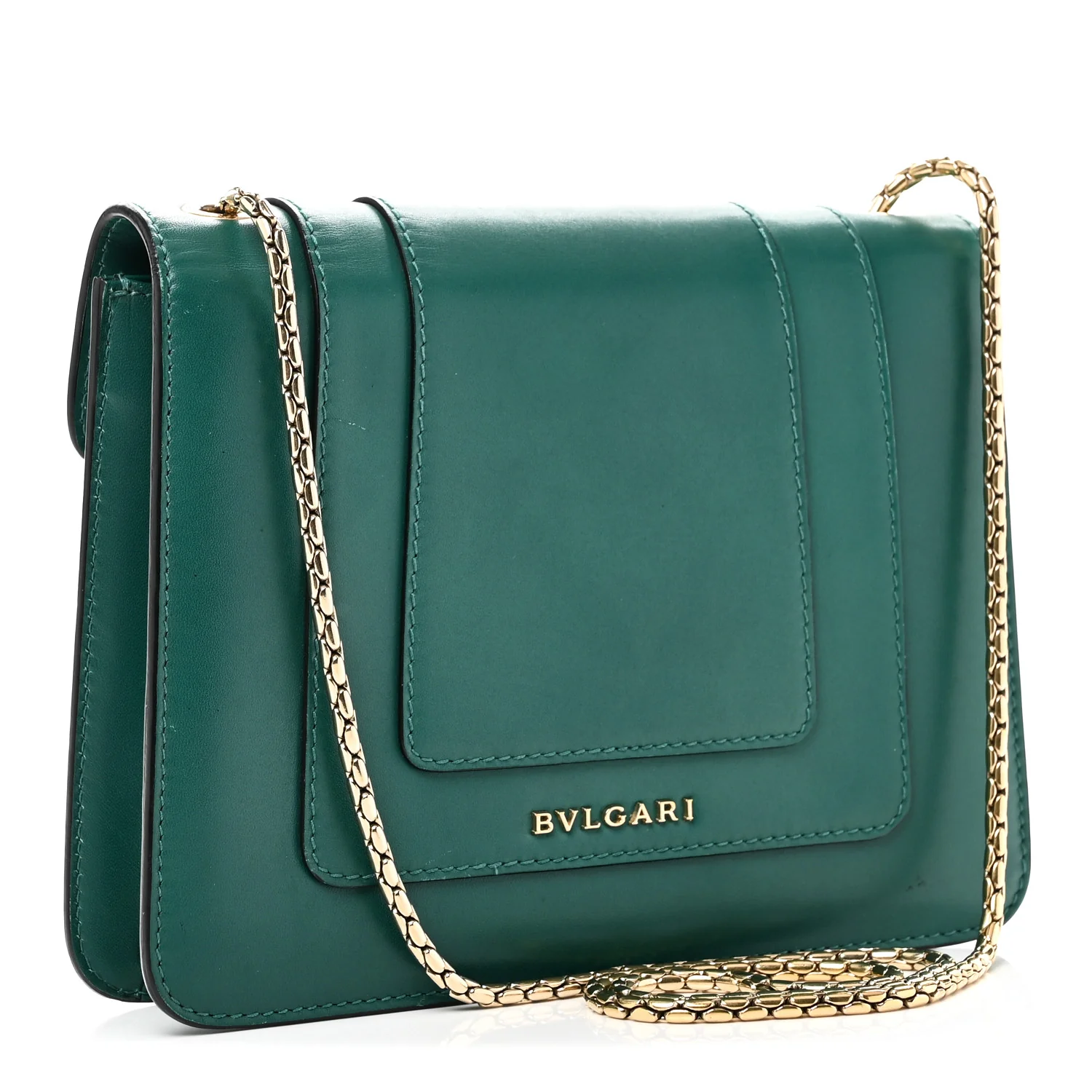 Calfskin Small Serpenti Forever Snake Strap Crossbody Bag Emerald Green - Image 2