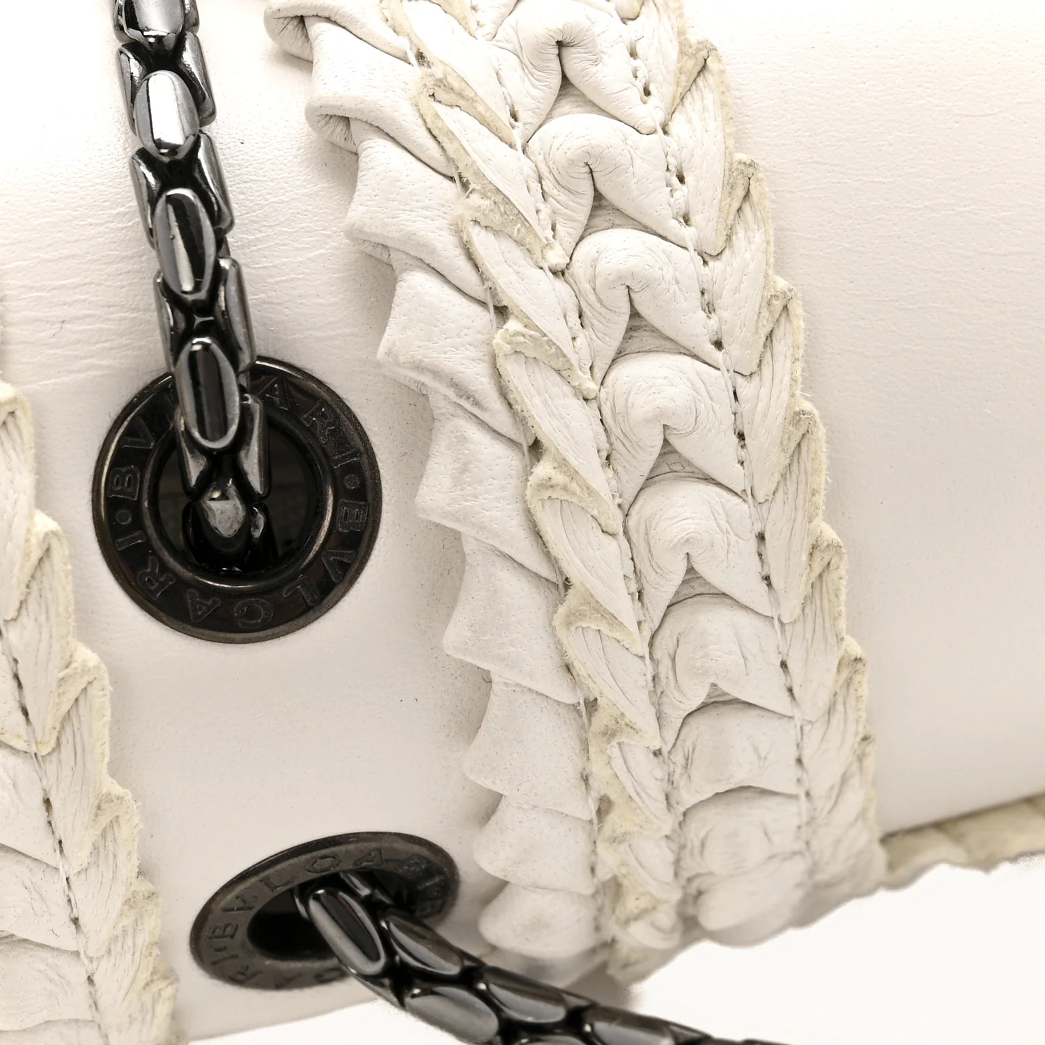 Calfskin Woven Chain Serpenti Forever Crossbody Bag White - Image 13