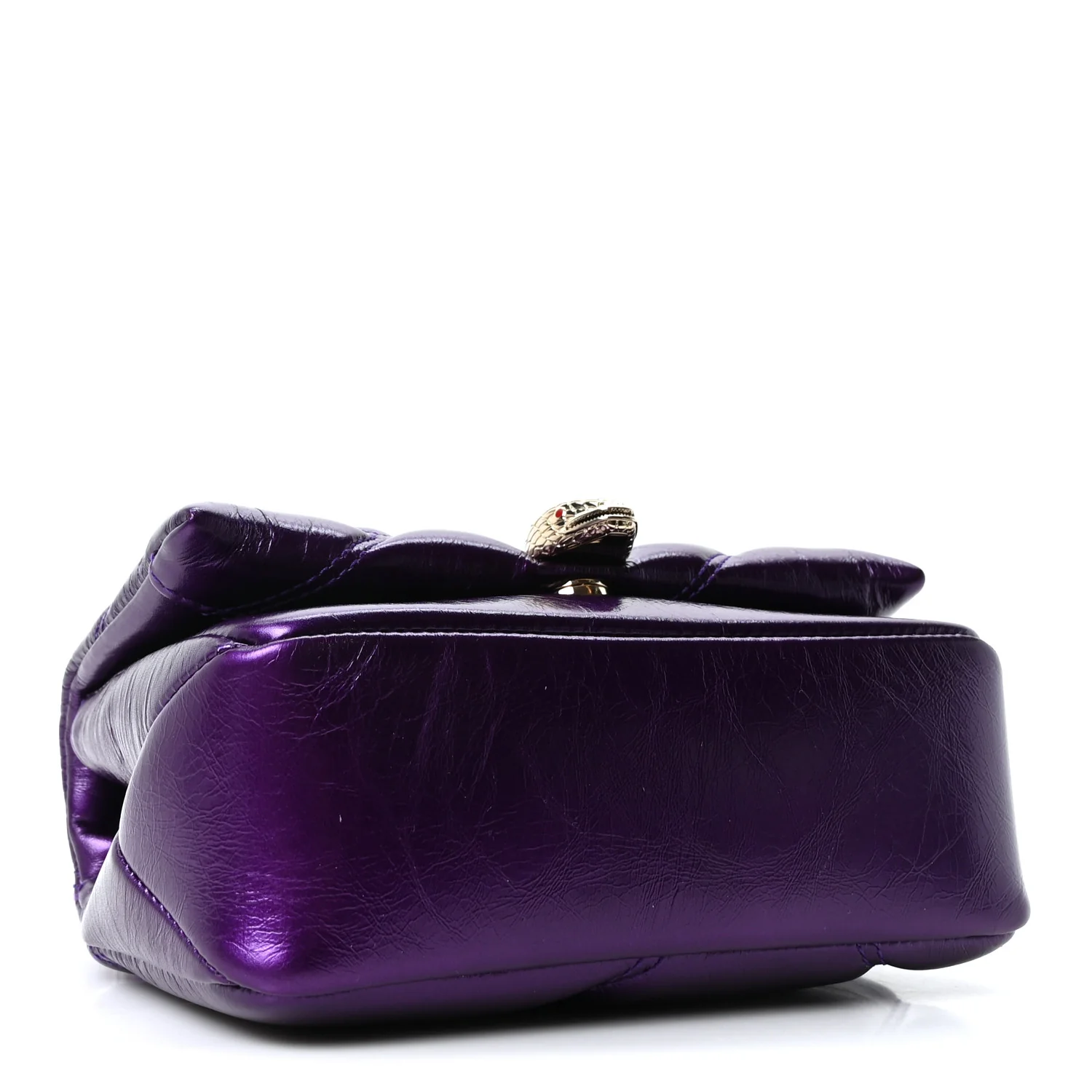 Metallic Calfskin Matelasse Mini Serpenti Cabochon Crossbody Bag Purple - Image 4